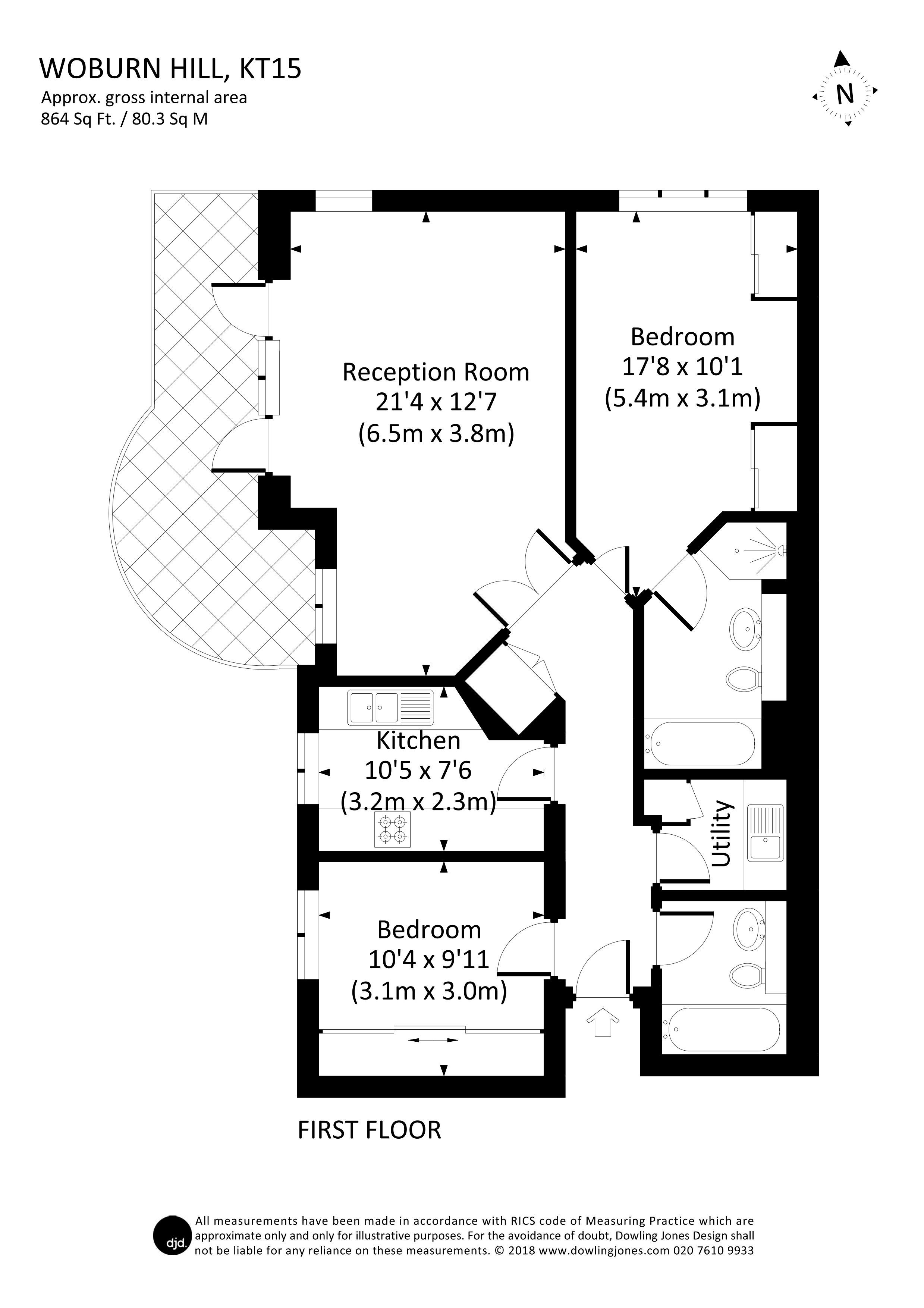 2 Bedrooms Flat to rent in Woburn Hill Park, Addlestone KT15