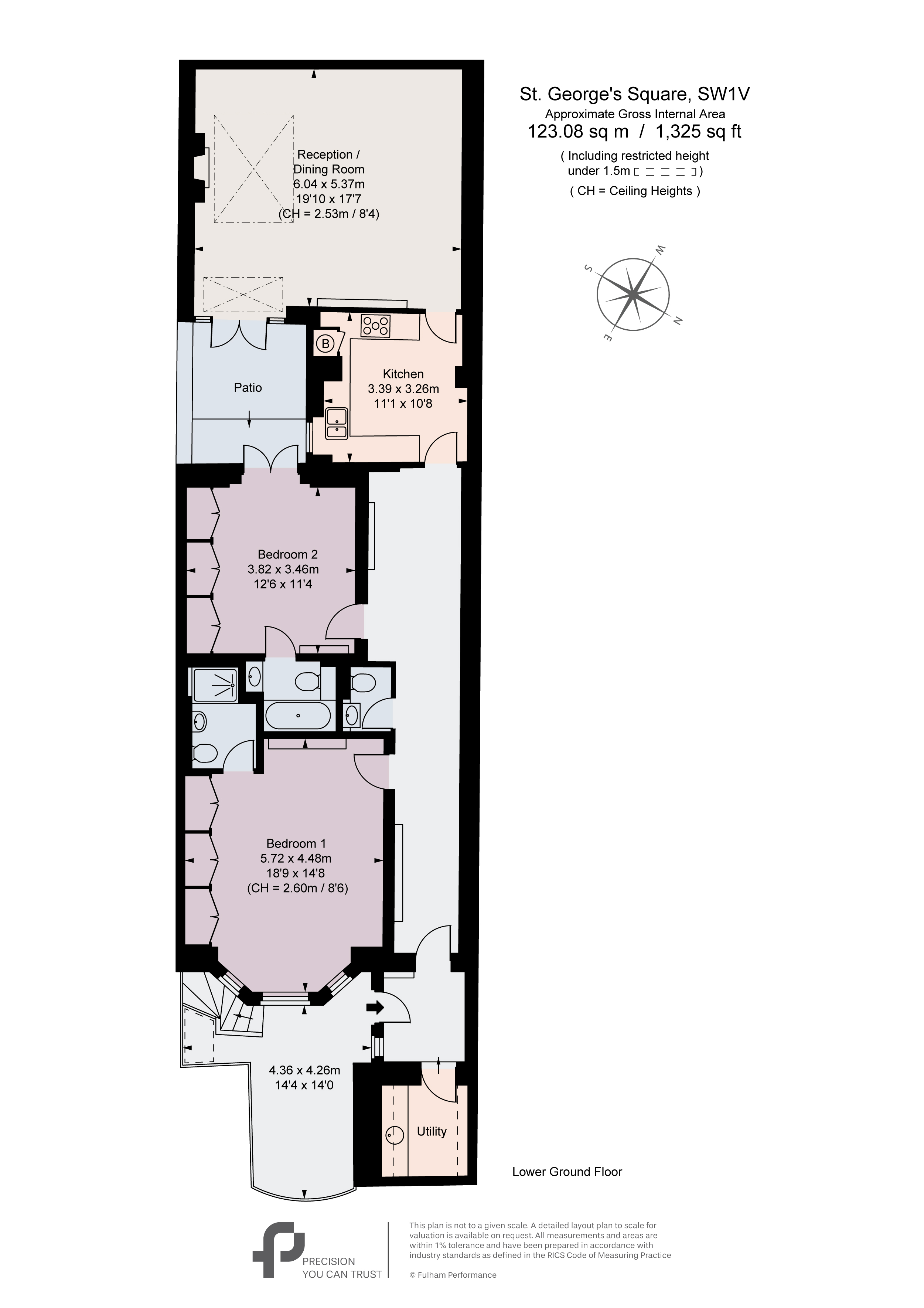 Lower Ground Flat, 90, St. George's Square, London floorplan