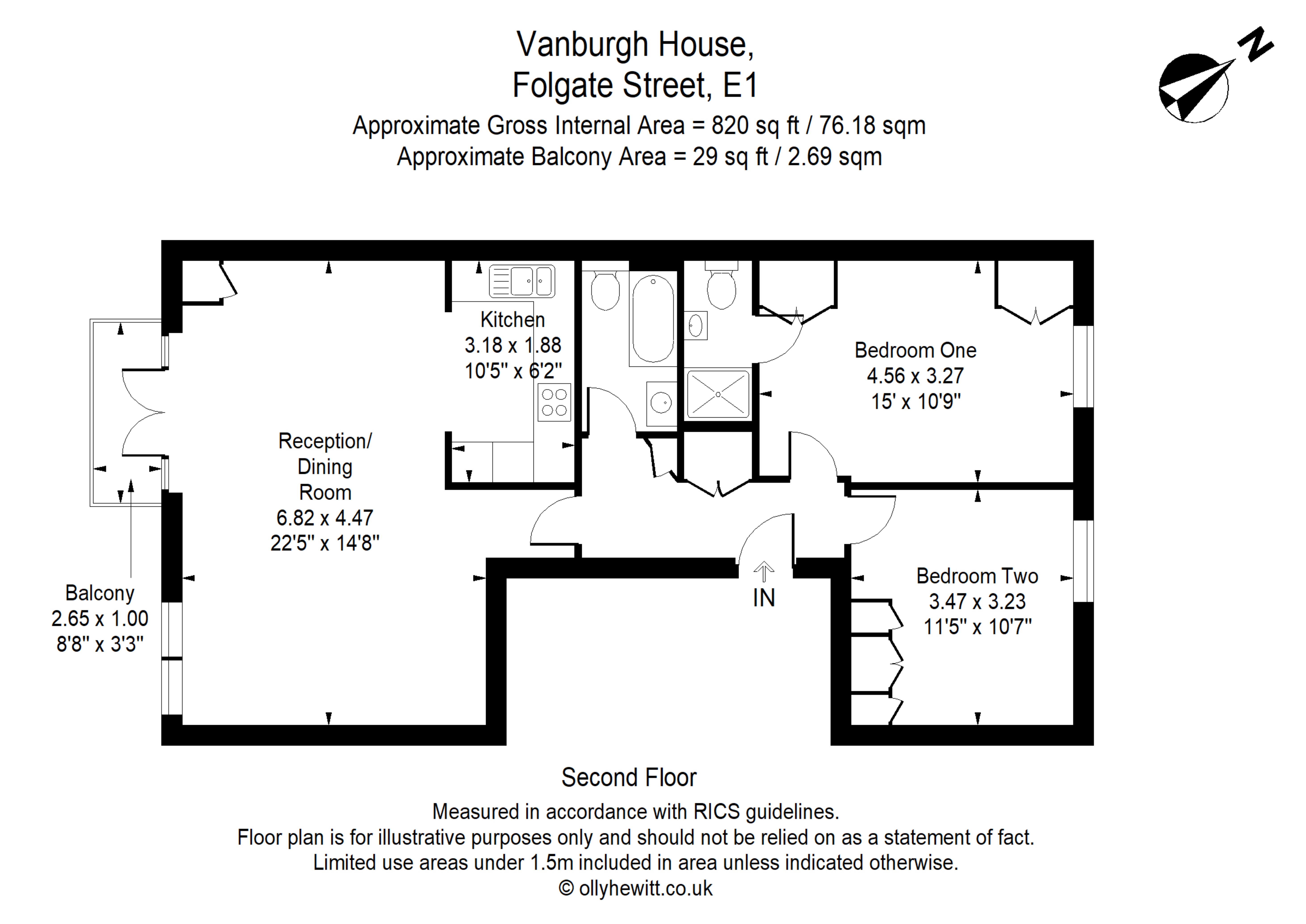 Flat 14, Vanburgh House, 40, Folgate Street, London floorplan