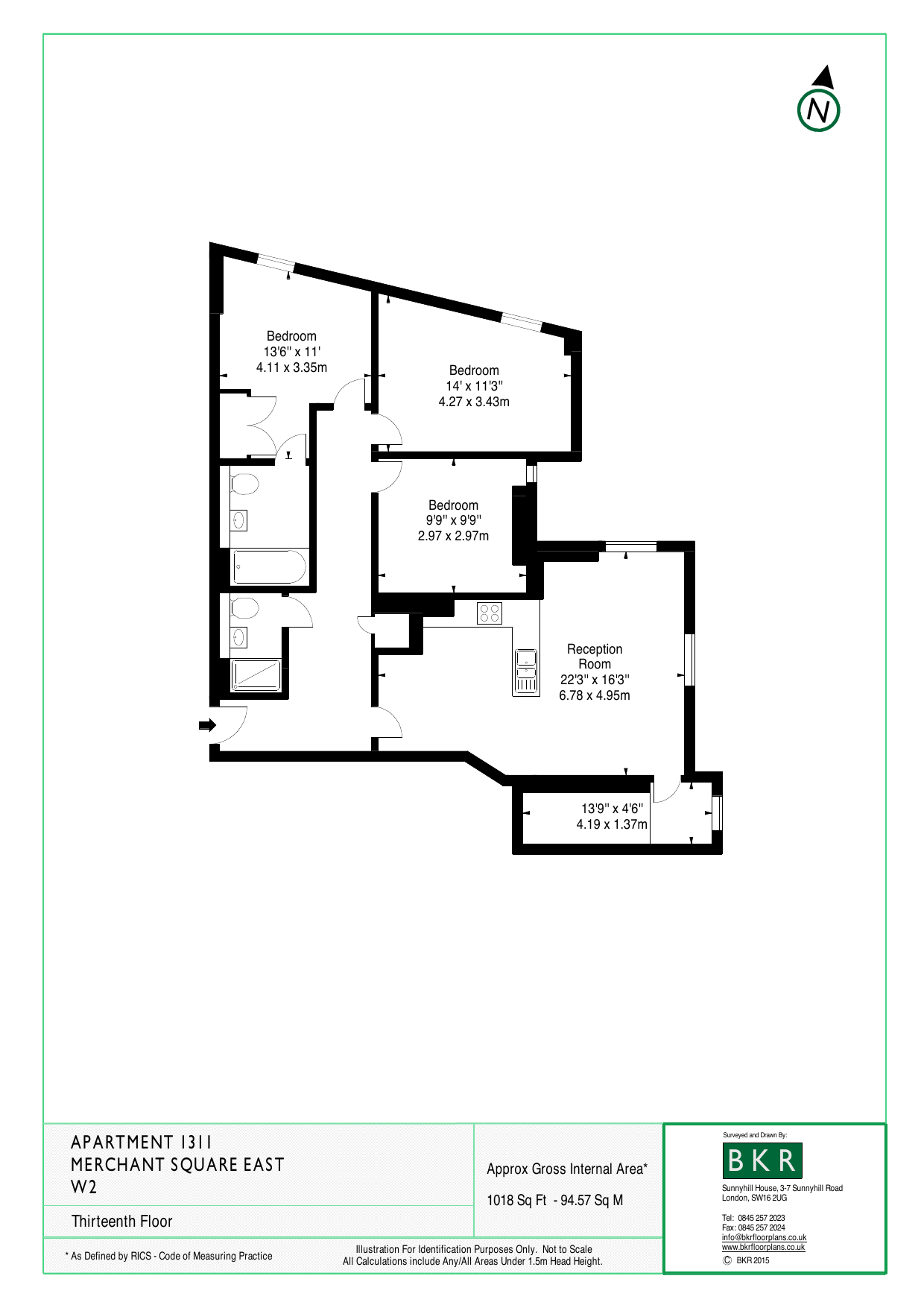 1311, Merchant Square, London floorplan