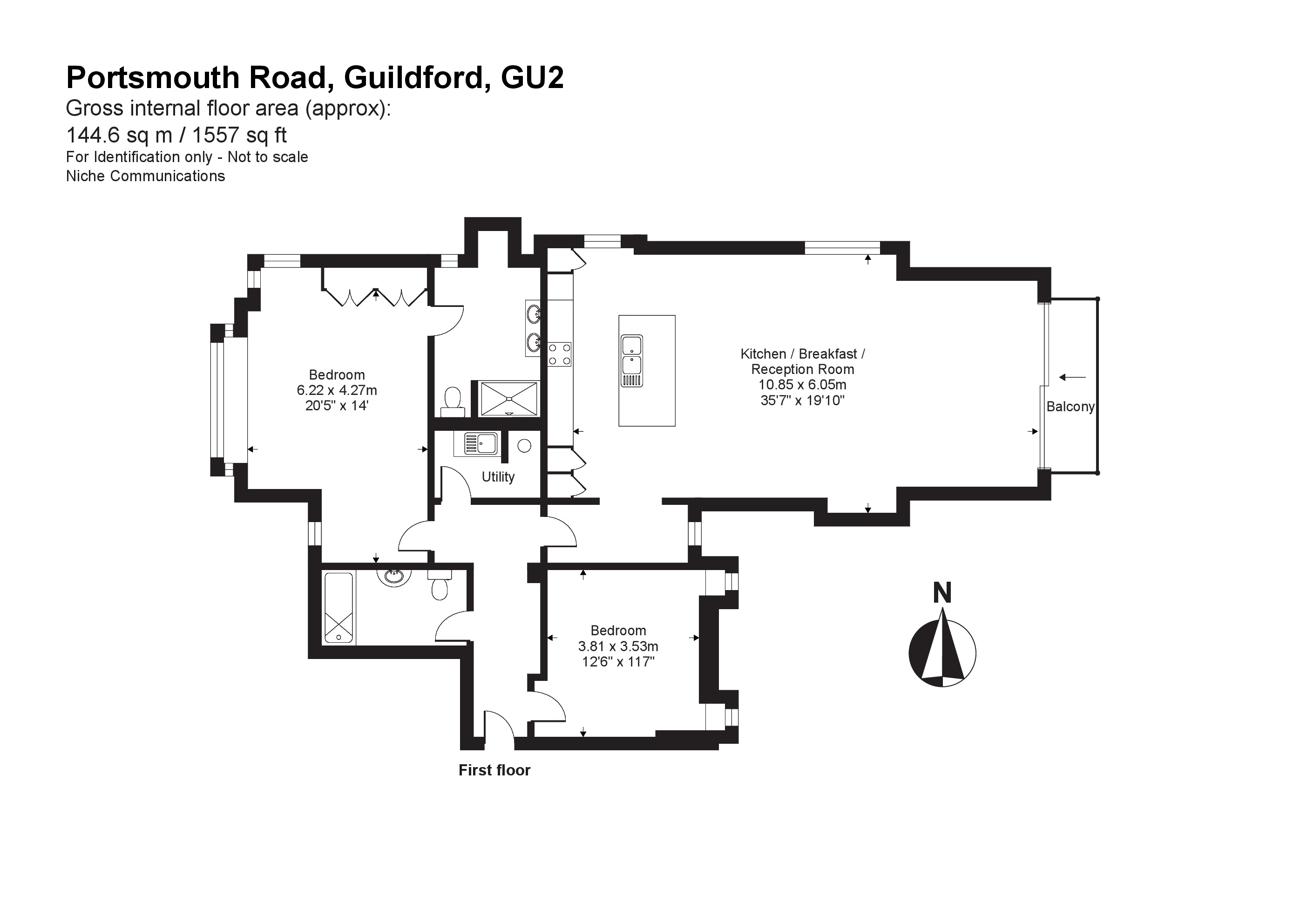 2 Bedrooms Flat for sale in Hitherbury House, 97 Portsmouth Road, Guildford, Surrey GU2