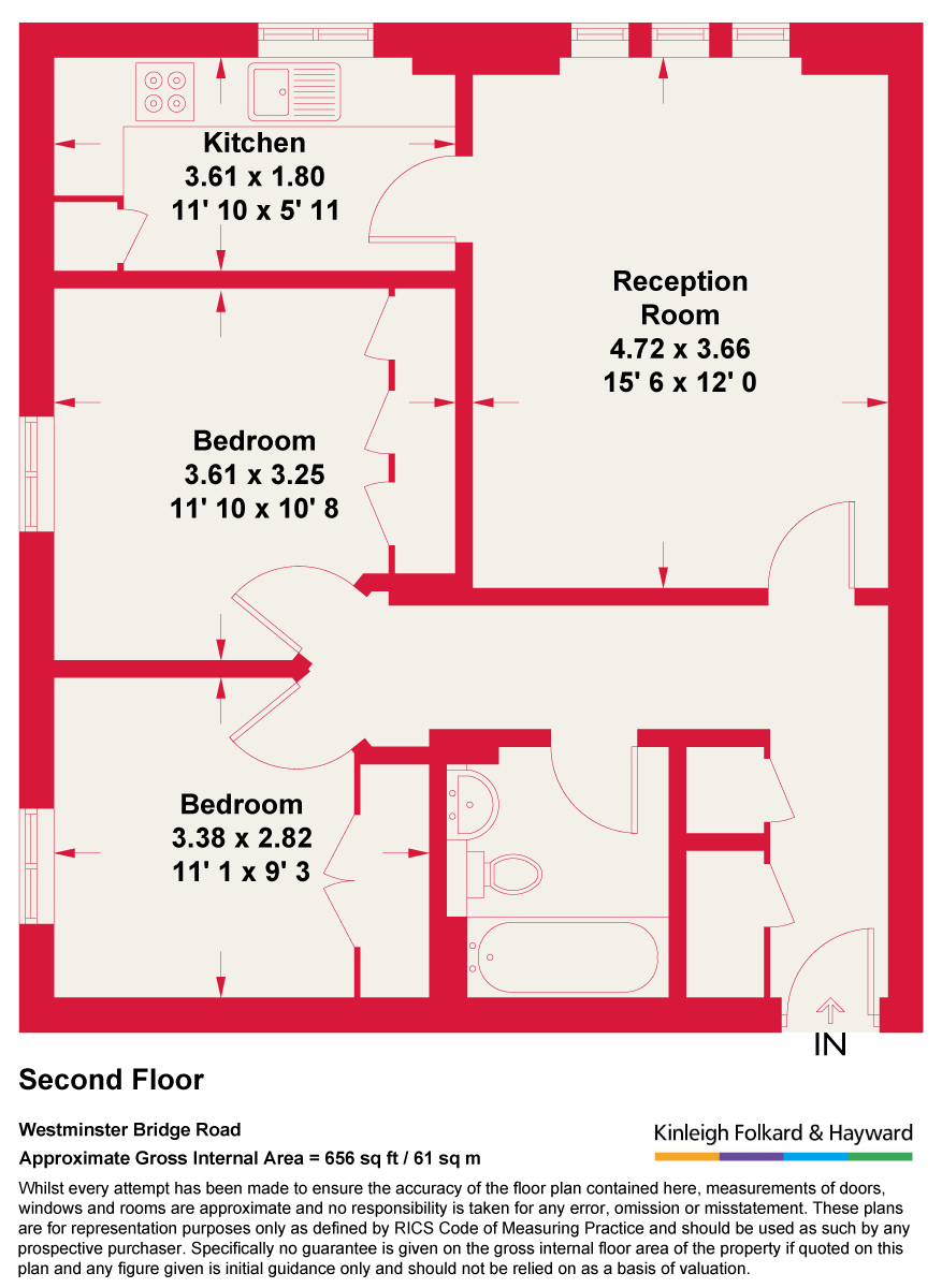 Flat 16, Chamberlain House, 126, Westminster Bridge Road, London floorplan