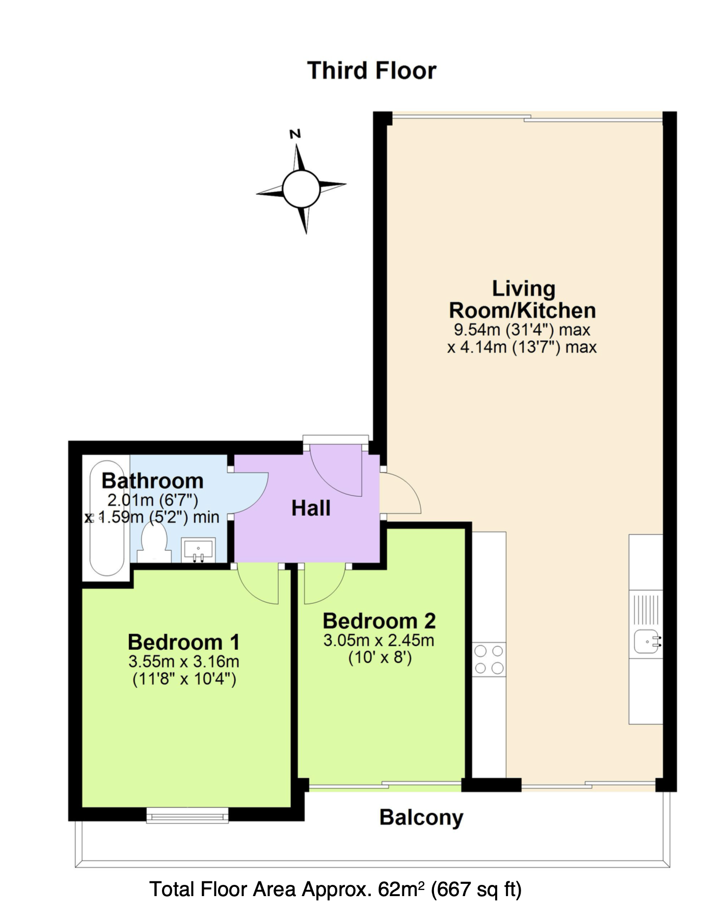 Flat 5 Lyons House, 7 Station Place, Swanage floorplan