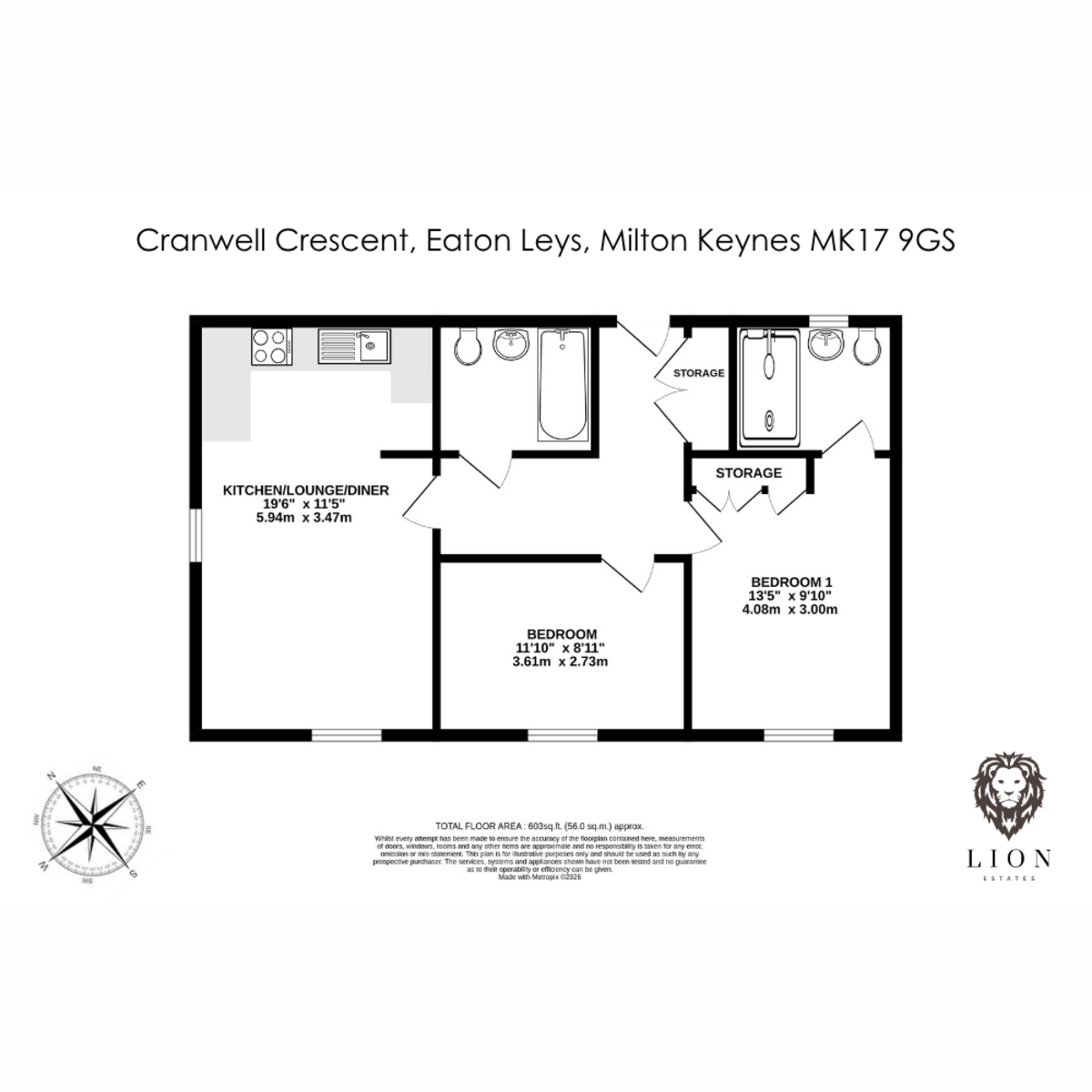 Flat Flat 3, 1, Cranwell Crescent, Milton Keynes floorplan