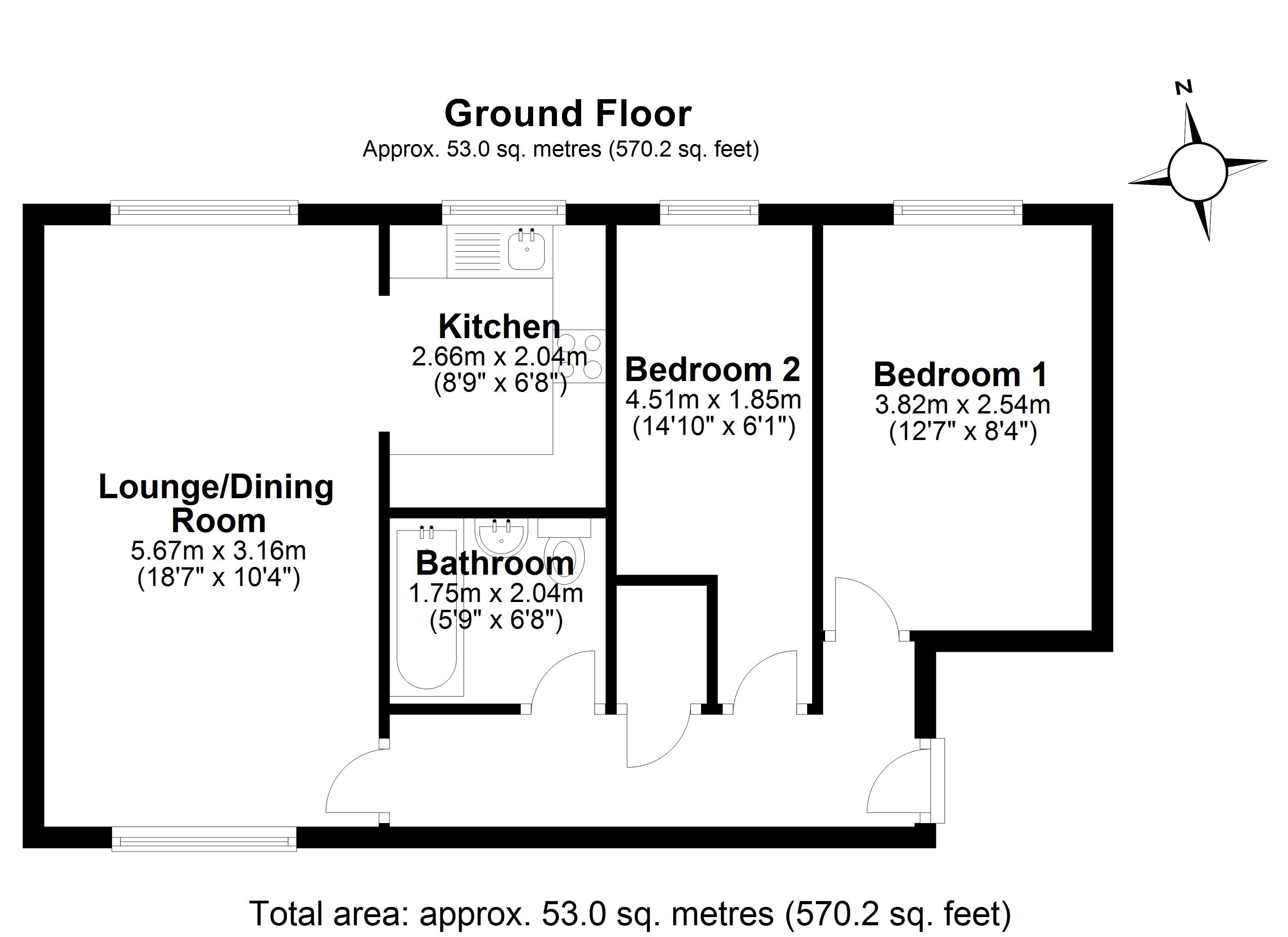 Flat 8, Rydal Court, Grasmere Close, Watford floorplan