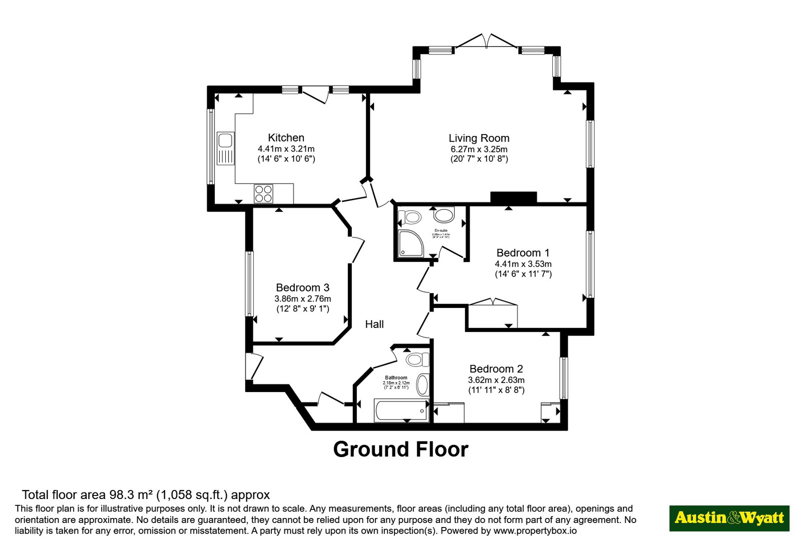 Flat 1, Stuart Lodge, 54, Stuart Road, Christchurch floorplan
