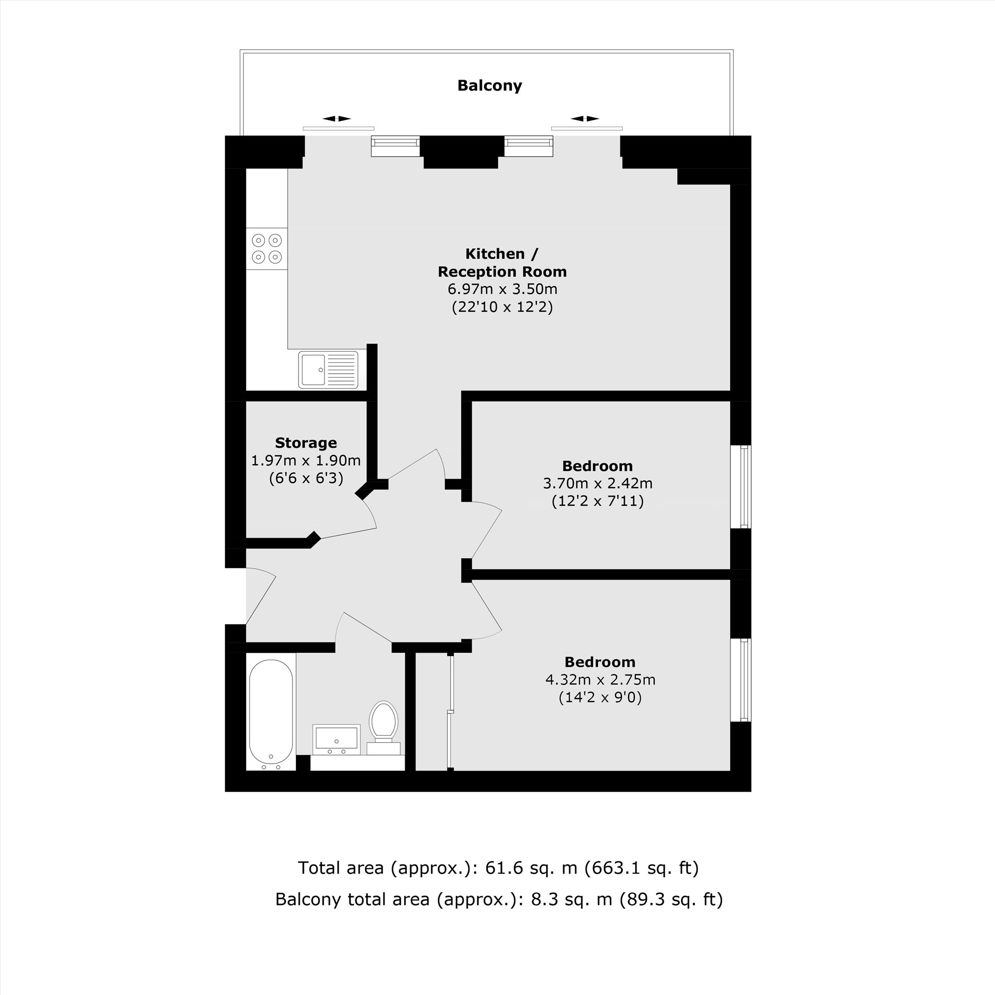 Flat 189, Westgate House, London Road, Isleworth floorplan