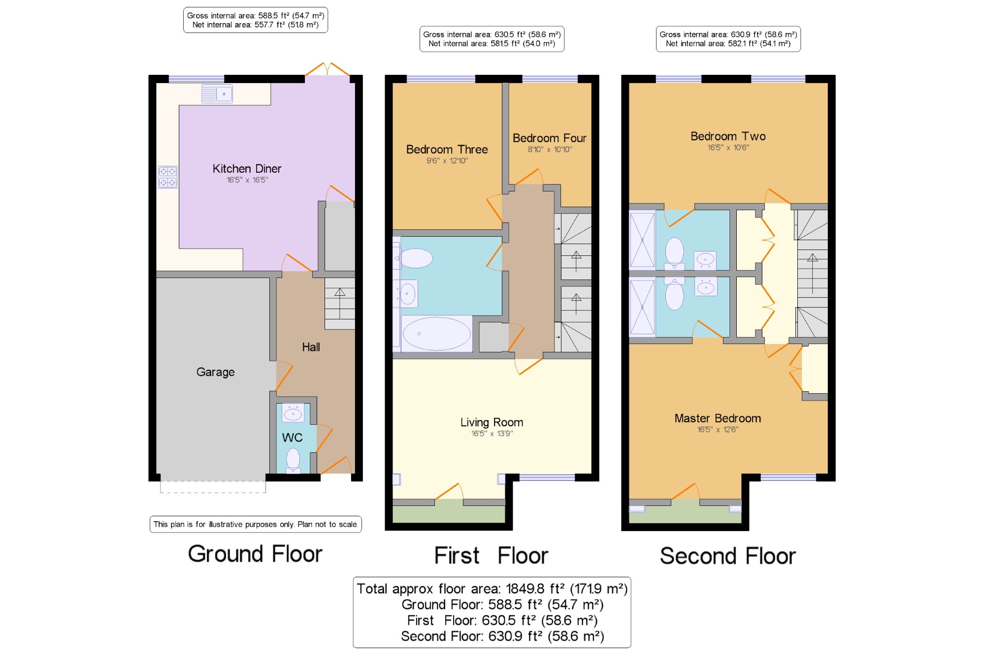 4 Bedrooms Terraced house for sale in Holly Blue Close, Little Paxton, St. Neots, Cambridgeshire PE19