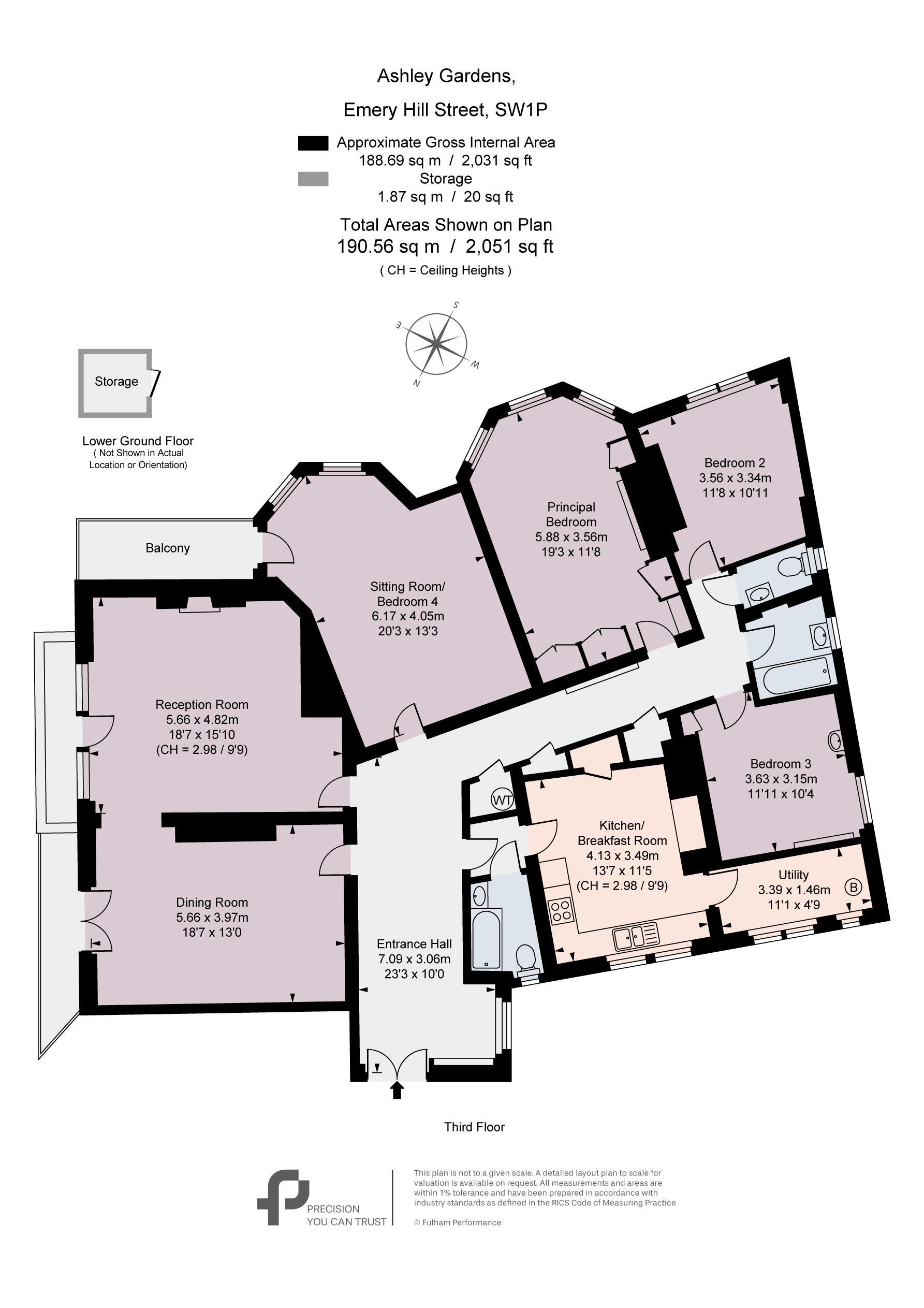 185, Ashley Gardens, London floorplan