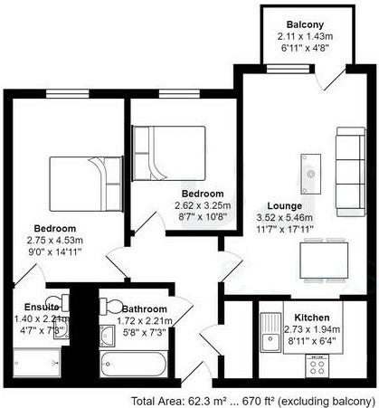 247 Granville Street, Skyline - 2 Bedroom Apartment, Birmingham floorplan