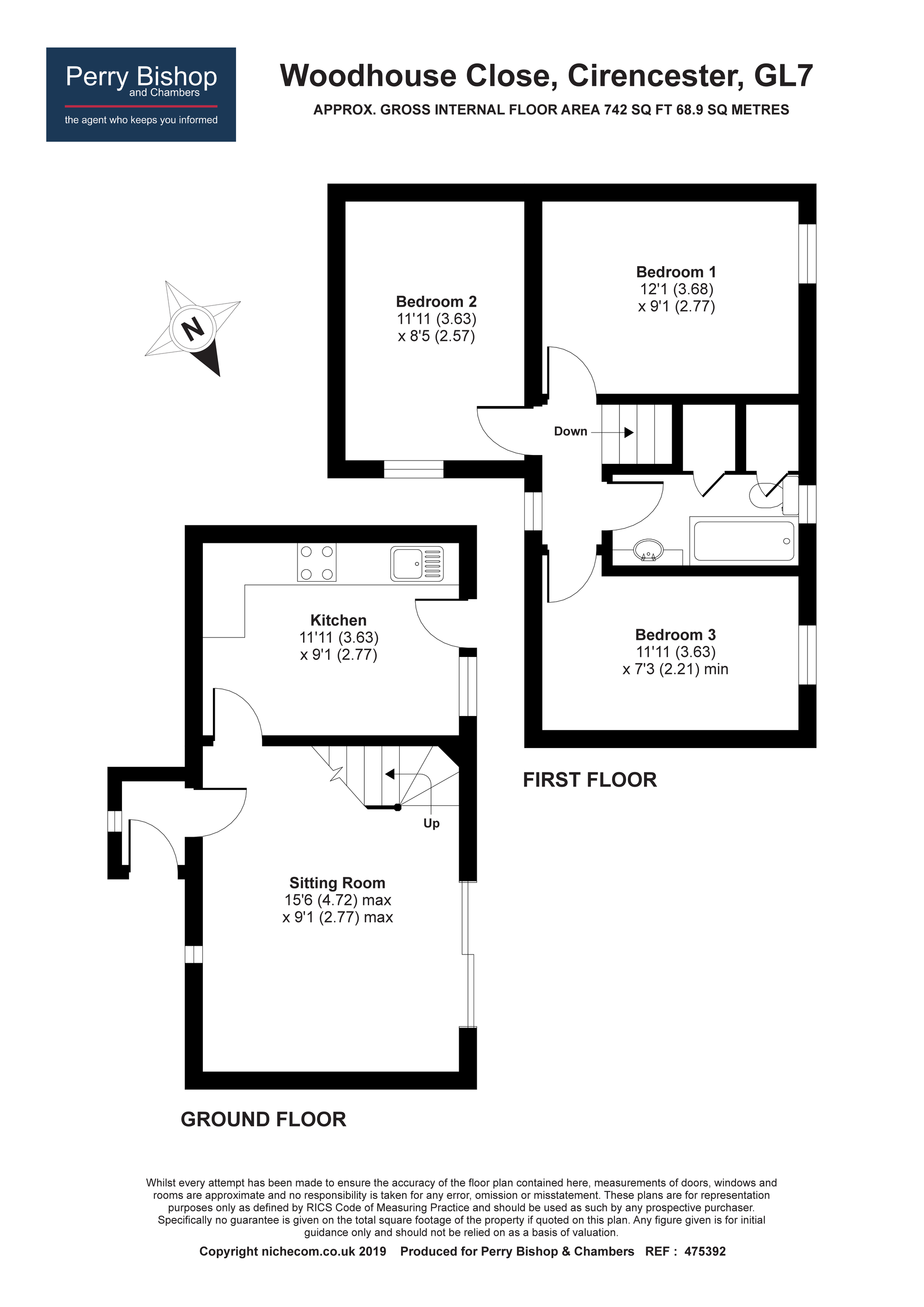 3 Bedrooms Terraced house for sale in Woodhouse Close, Cirencester GL7