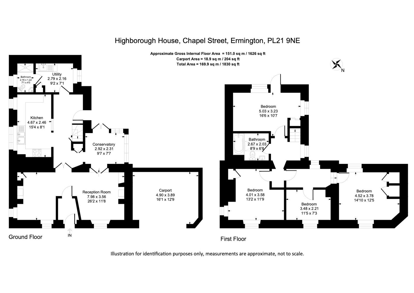 Highborough House, Chapel Street, Ermington floorplan