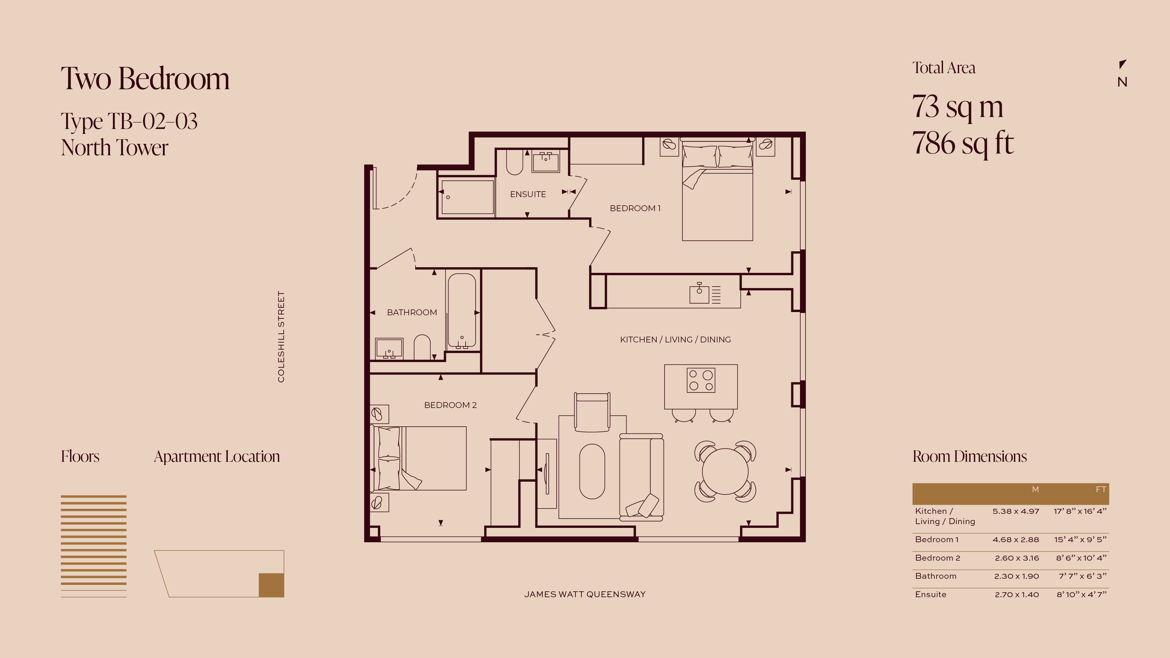 Apartment 202, Tower B, One Eastside, 2 Jennens Road, Birmingham floorplan