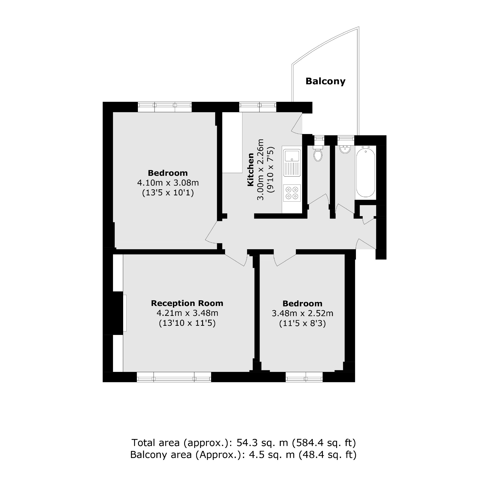 Flat 15, Moira Court, Balham High Road, London floorplan