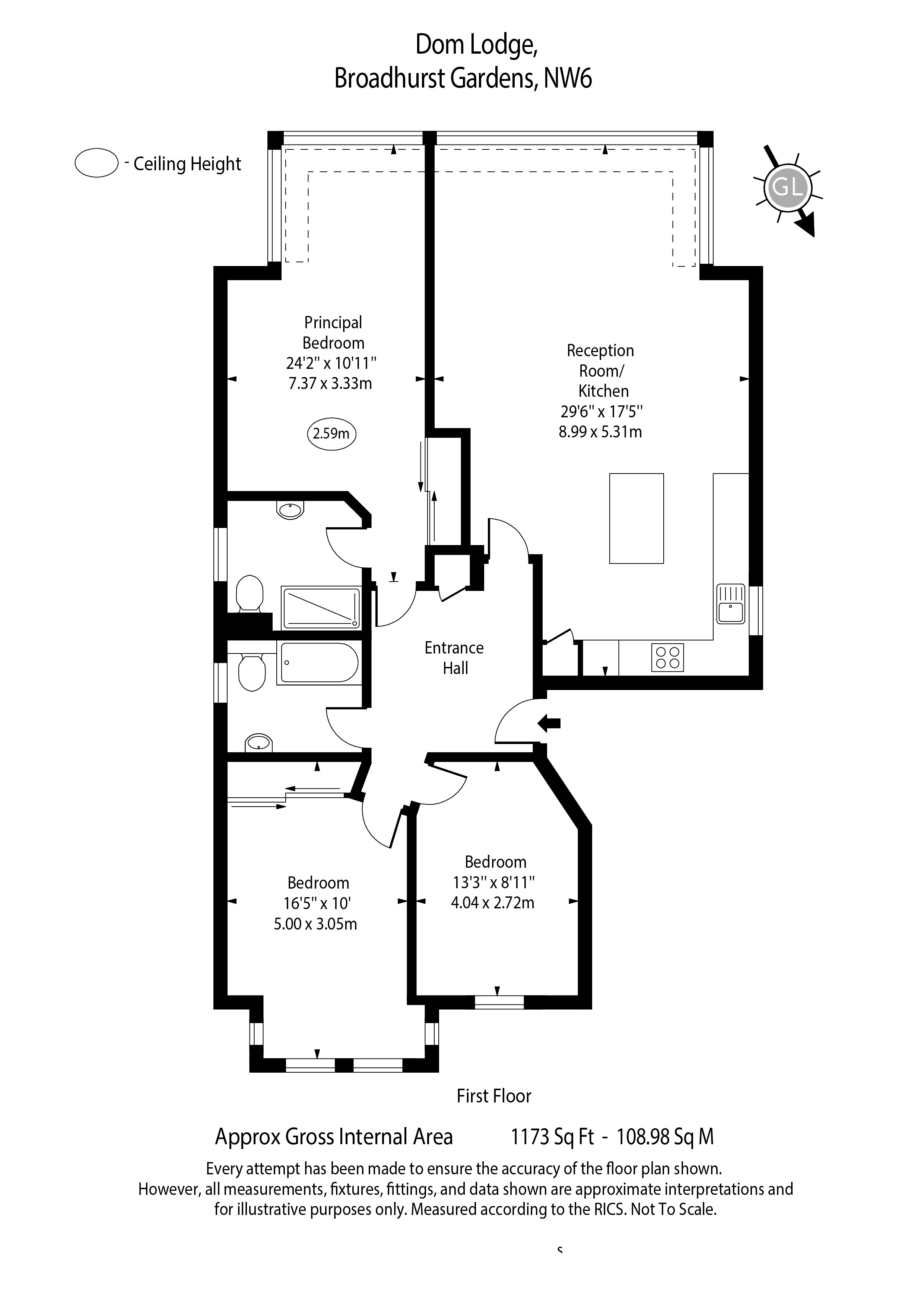 3 Dom Lodge, 31, Broadhurst Gardens, London floorplan