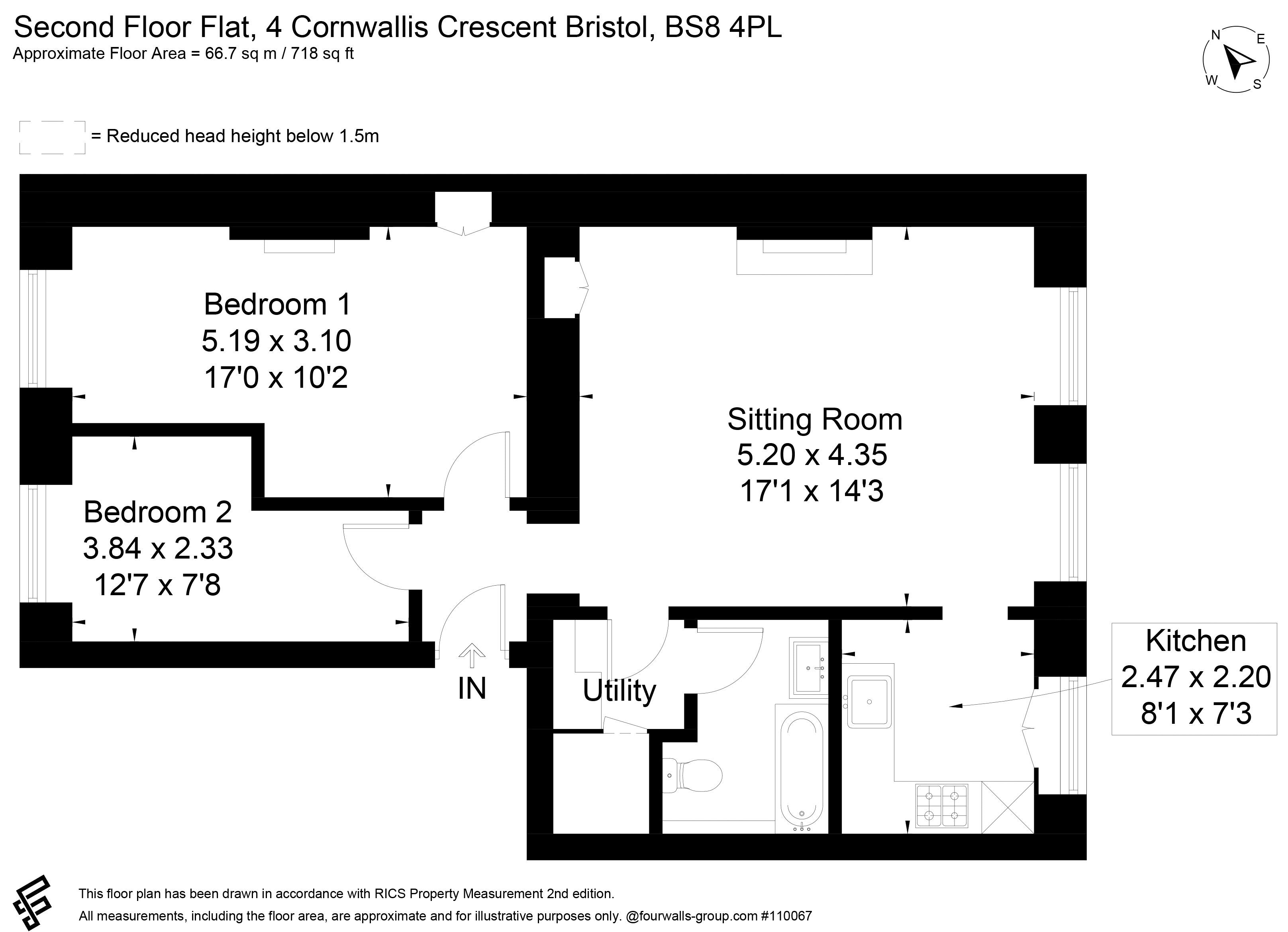 Second Floor Flat, 4, Cornwallis Crescent, Bristol floorplan