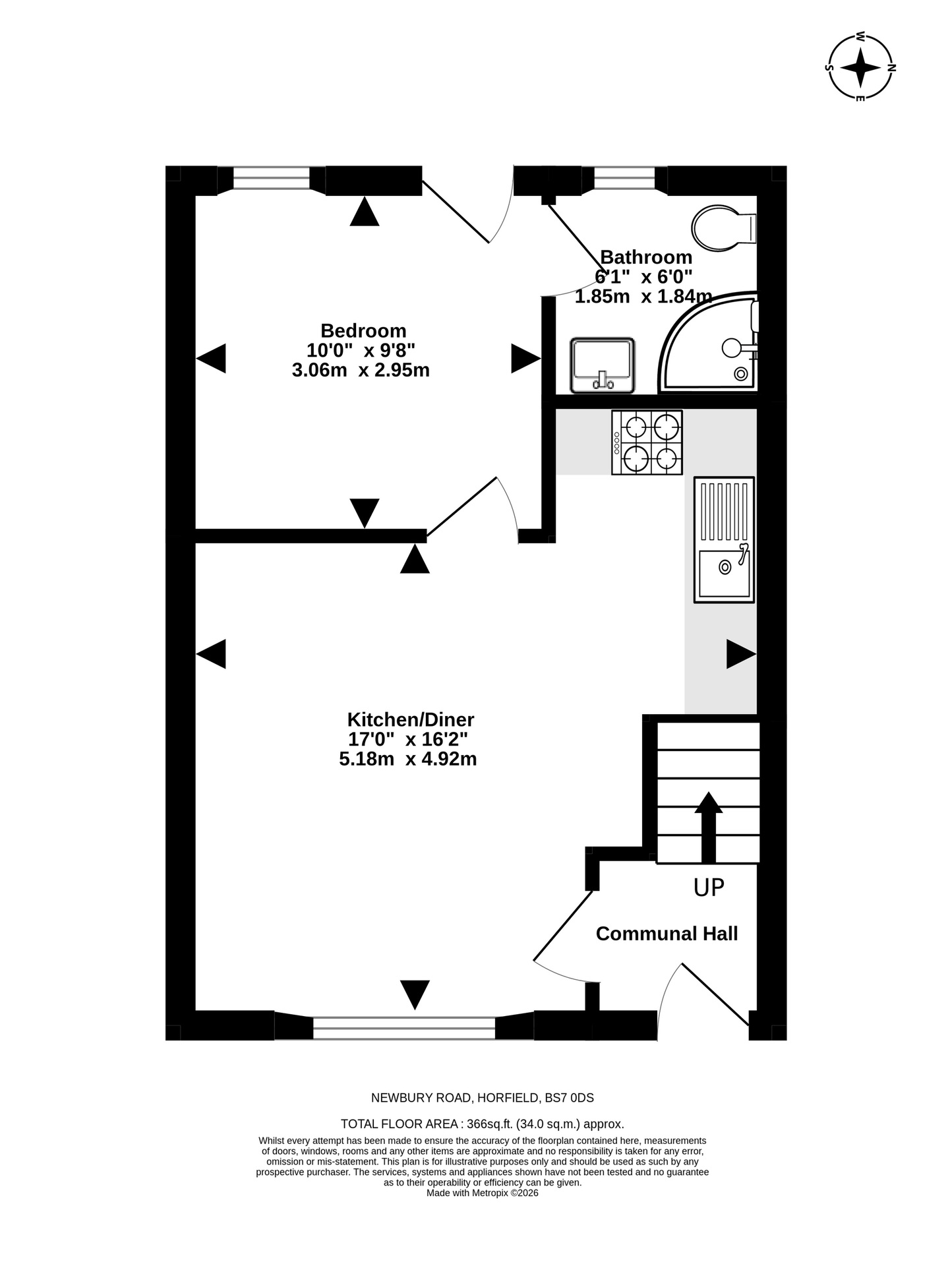Garden Flat, 25 Newbury Road, Bristol floorplan