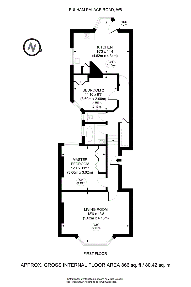 194a, Fulham Palace Road, London floorplan