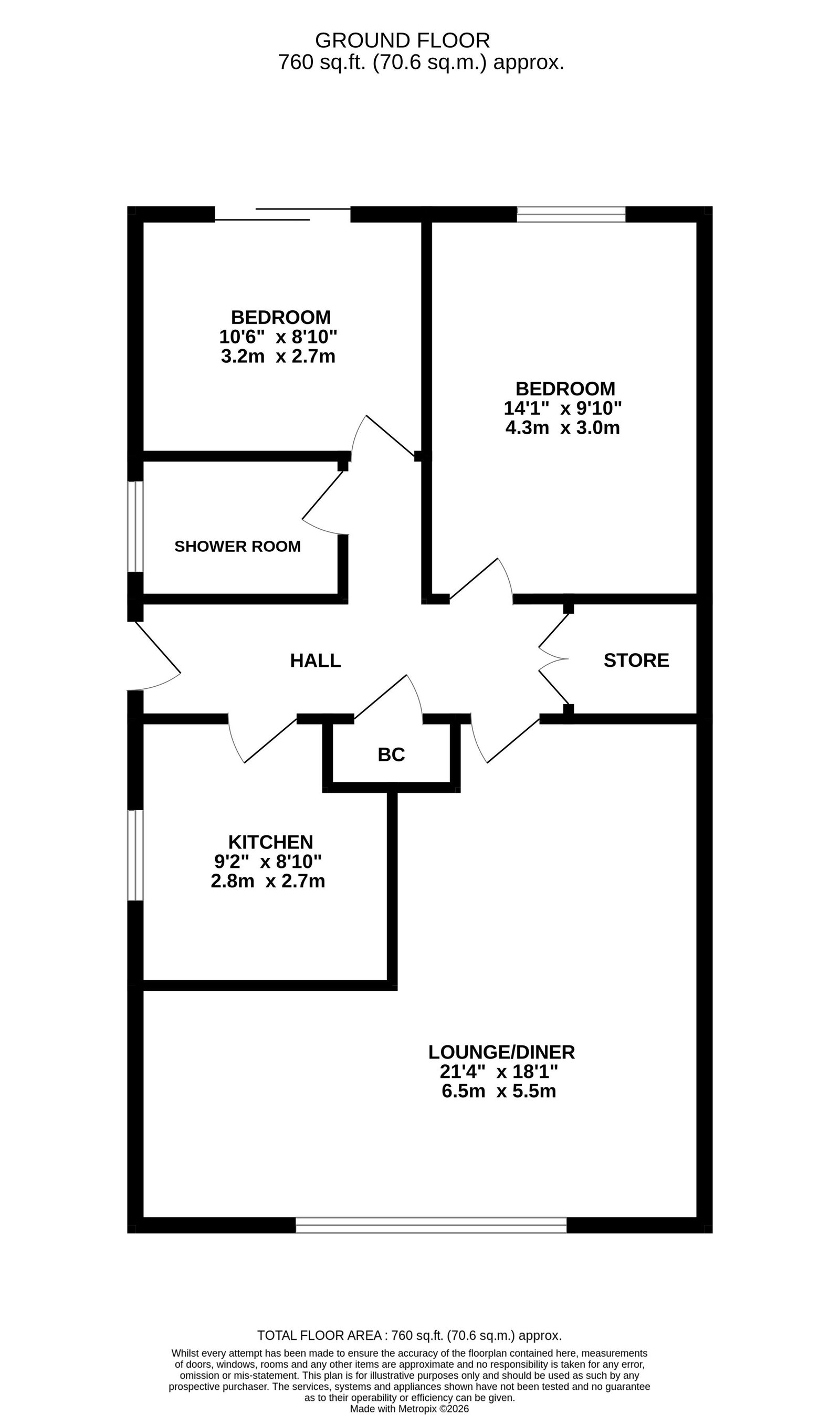 6, Rowan Gardens, Sandy floorplan