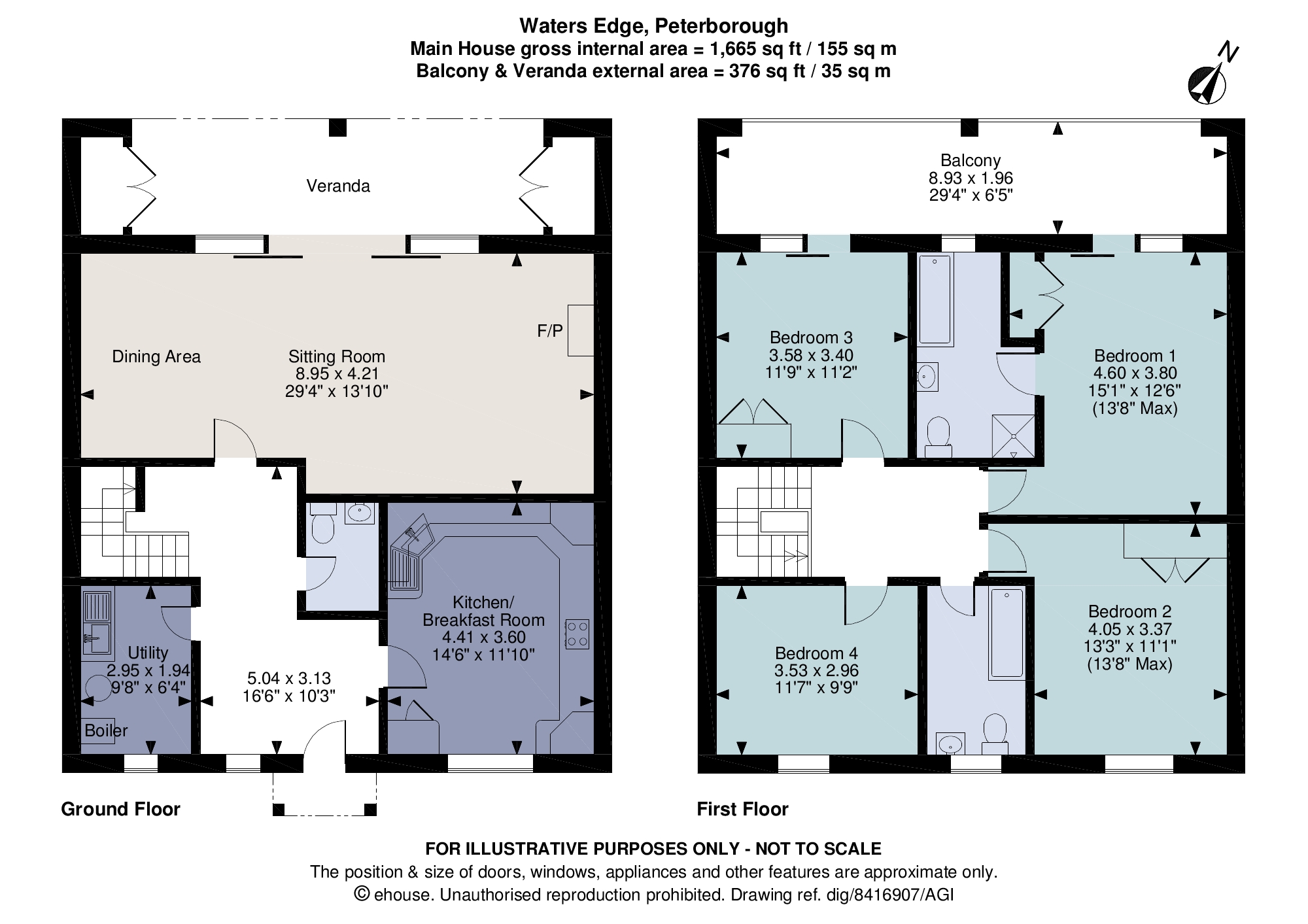 4 bed terraced house for sale in Waters Edge, Wansford, Peterborough