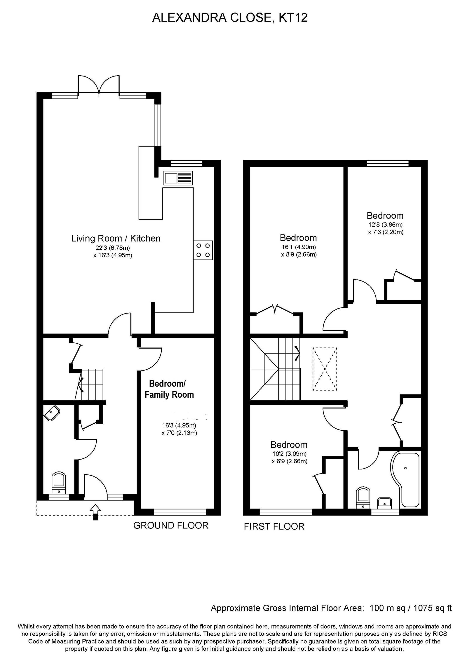 2, Alexandra Close, Walton-on-thames floorplan