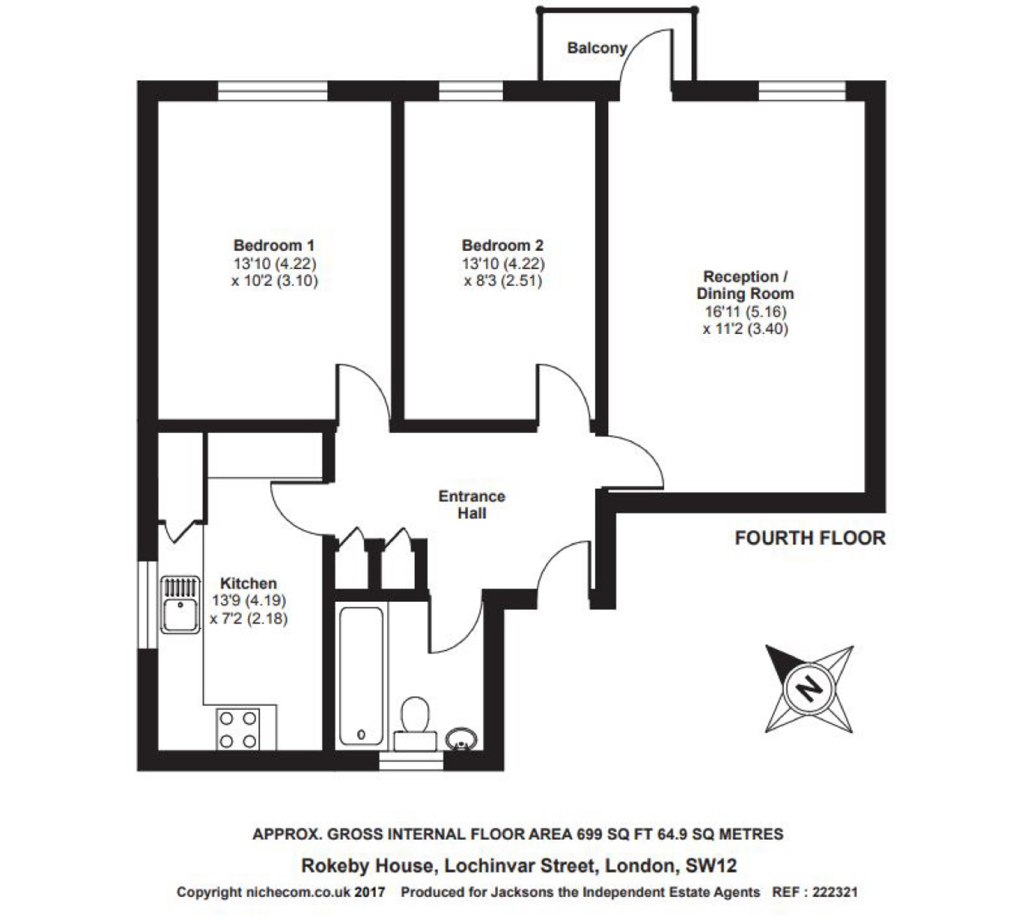 Flat 36, Rokeby House, Lochinvar Street, London floorplan