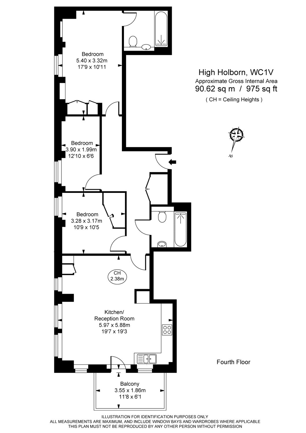3 Bedrooms Flat to rent in High Holborn, Holborn WC1V