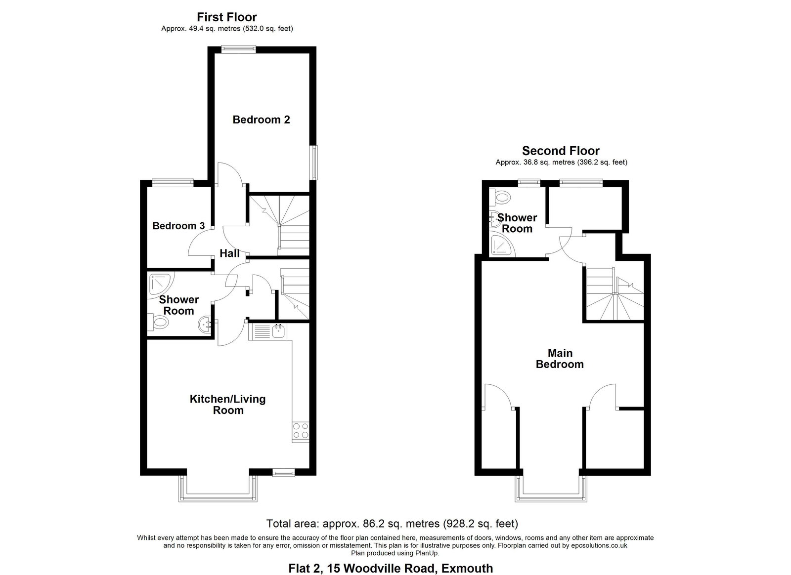 Flat 2 , 15, Woodville Road, Devon floorplan