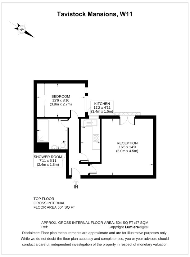 Flat 20 Tavistock Mansions, 49, St Luke's Road, Notting Hill floorplan
