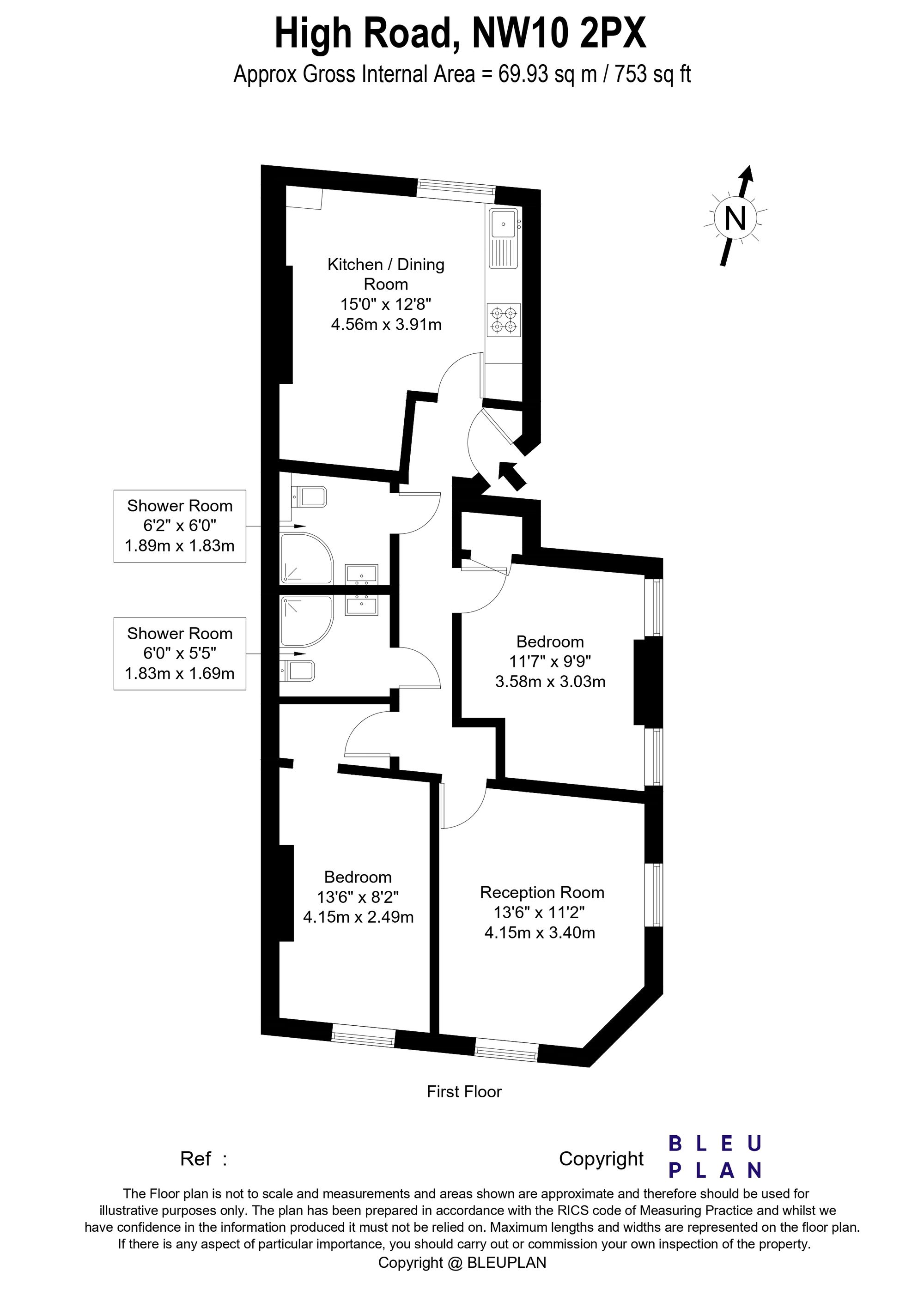 Flat A, 78 High Road, London floorplan