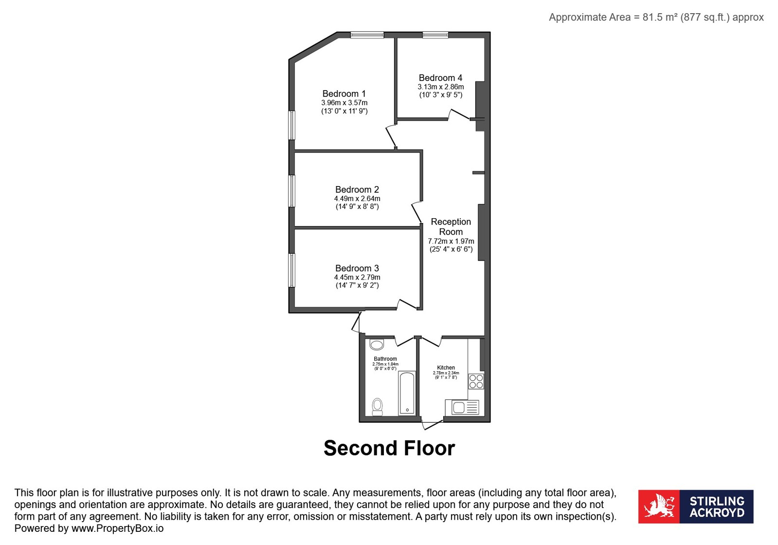 Second Floor Flat,, 50, Stoke Newington Road, London floorplan