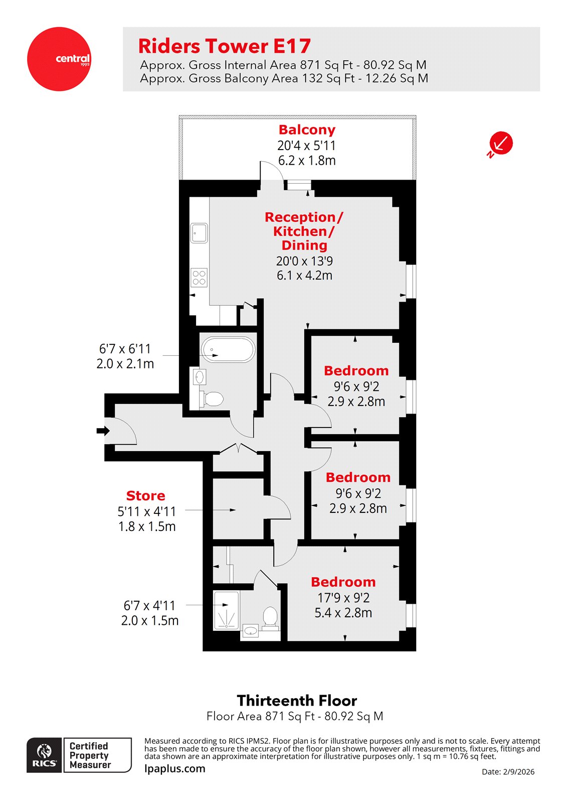 Flat 89, Riders Tower, 39, Track Street, London floorplan
