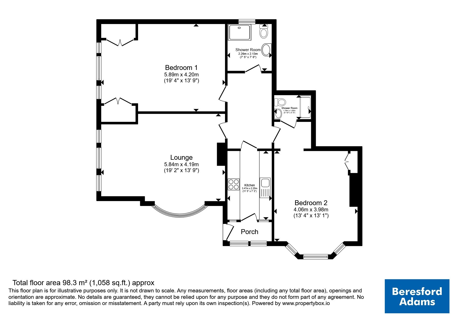 Flat 1, 18, Queens Road, Colwyn Bay floorplan