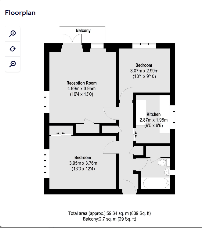 Flat 6, Rowan Court, Burnt Ash Hill, LONDON floorplan