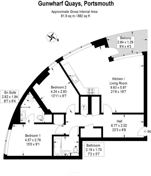 Flat 86, 1, Gunwharf Quays, Hampshire floorplan