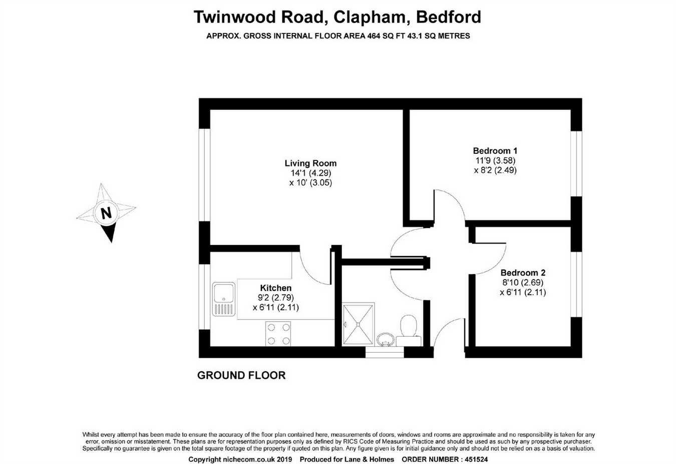 2 Bedrooms Terraced bungalow for sale in Twinwood Road, Clapham, Bedford MK41