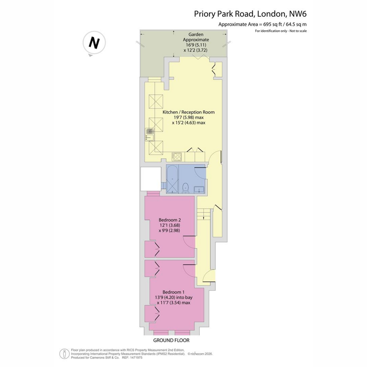 Flat Garden Flat, 102a, Priory Park Road, London floorplan