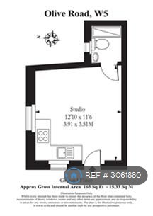 A Ground Floor Studio Olive Road, South Ealing, London floorplan