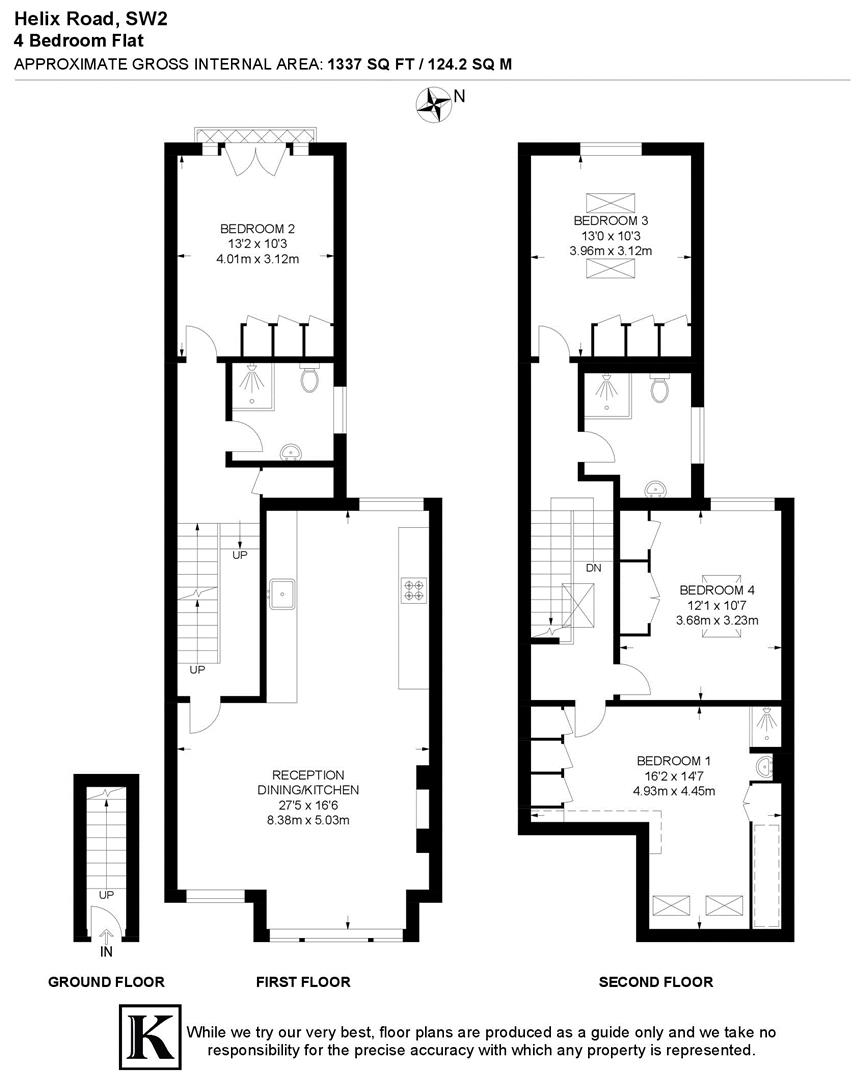 First and Second Floor Flat, 64, Helix Road, London floorplan
