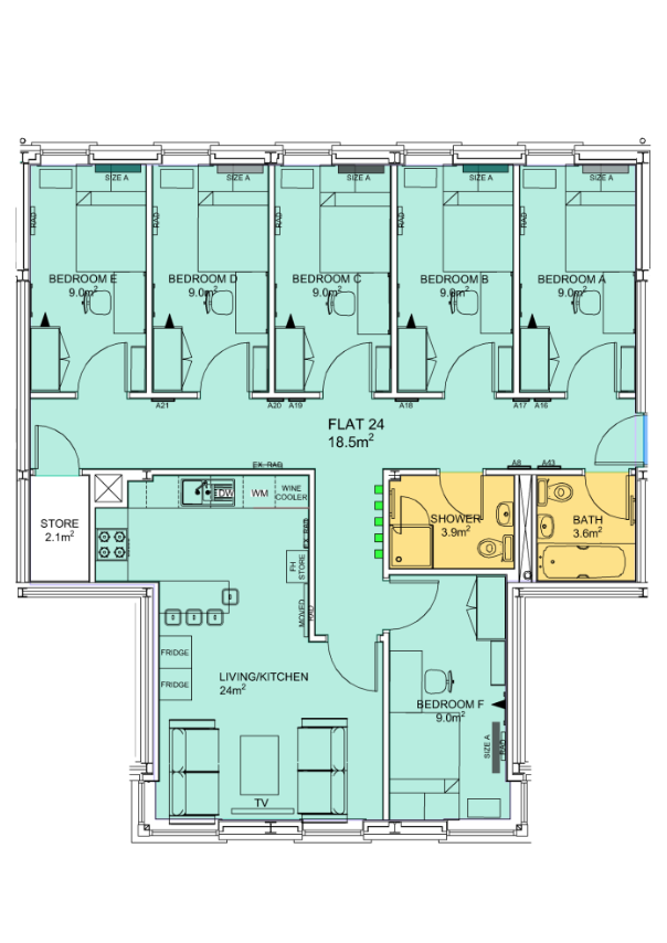 Flat 24, Anolha House, Stepney Lane, Newcastle upon Tyne floorplan