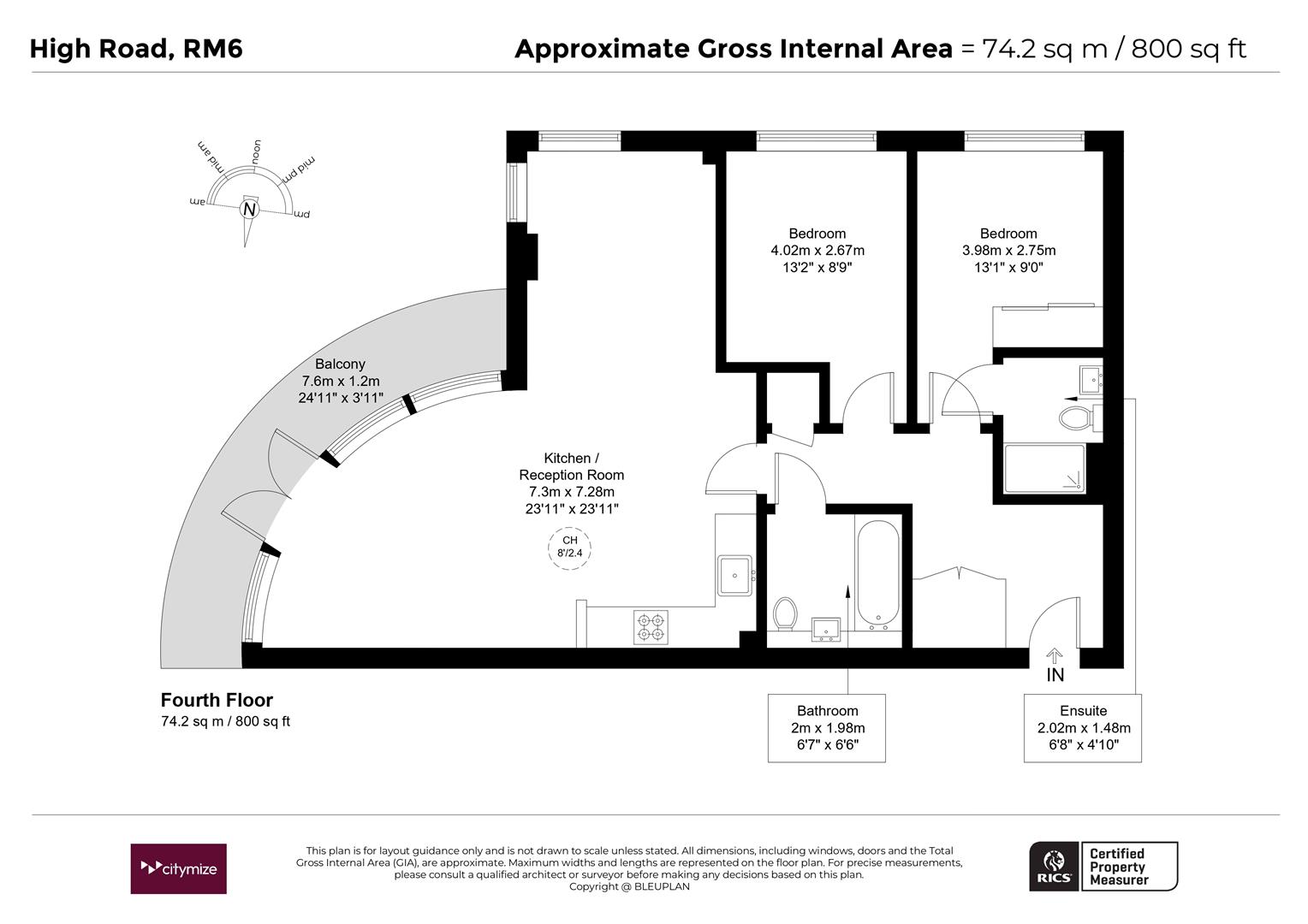 Flat 44, 235, Elgin House, High Road, Romford floorplan