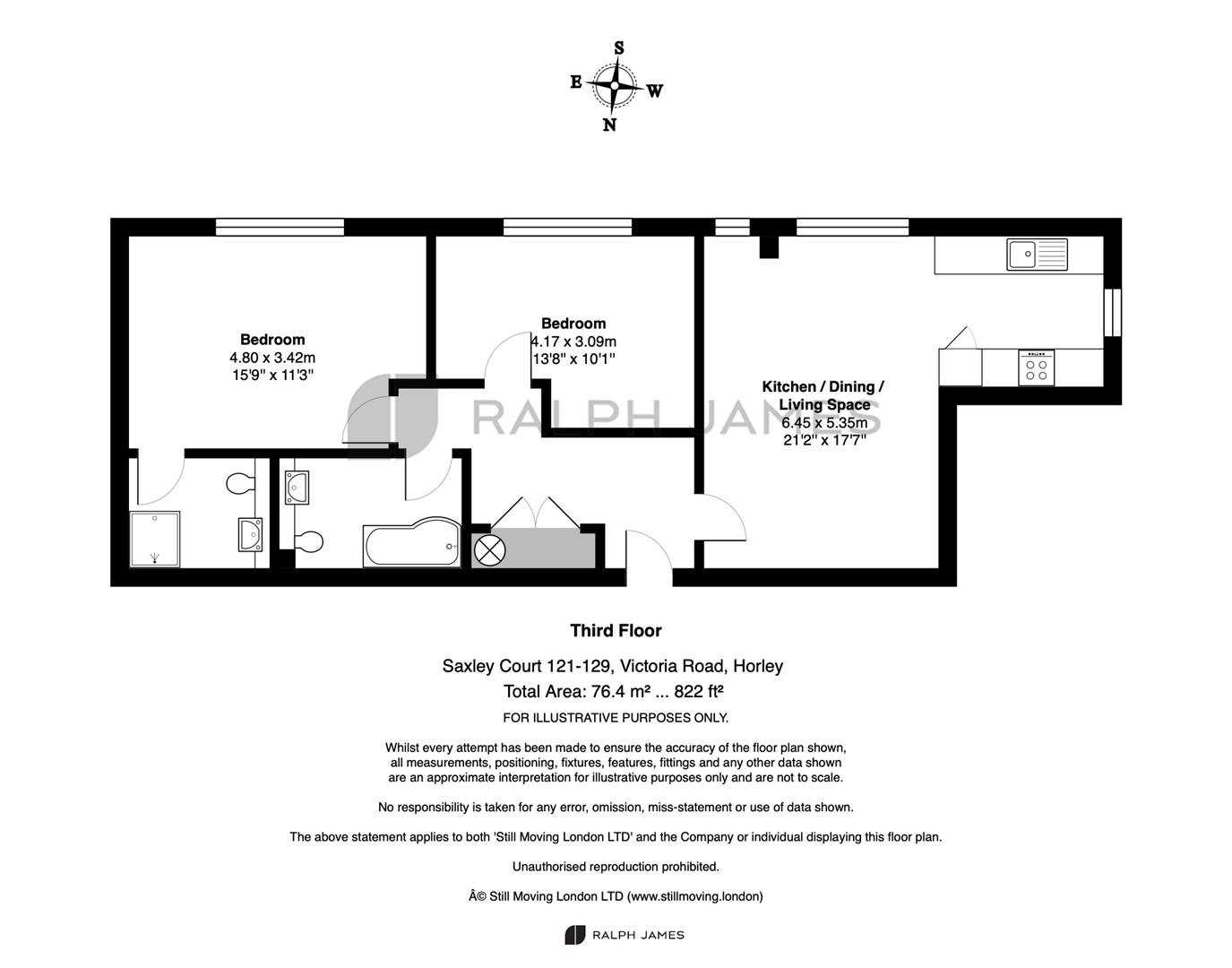 Flat 12, Saxley Court 121-129, Victoria Road, Horley floorplan