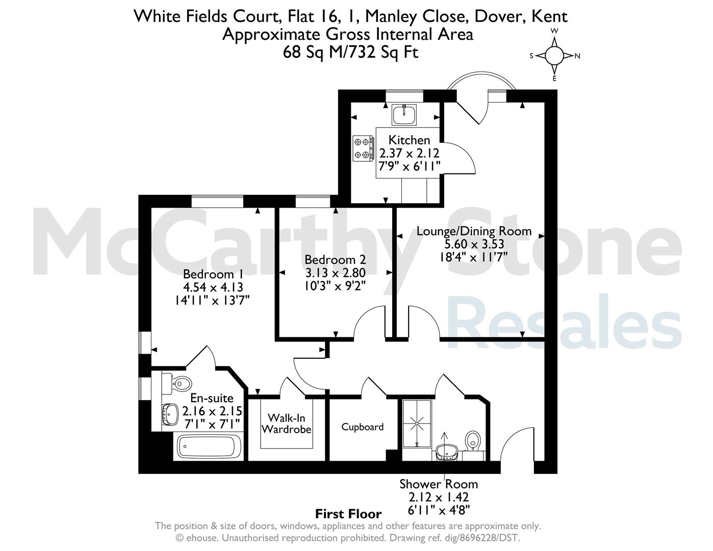 16 White Fields Court, Manley Close, Dover floorplan