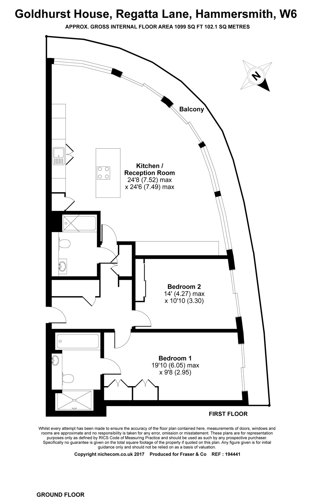 2 Bedrooms Flat to rent in Goldhurst House, London W6