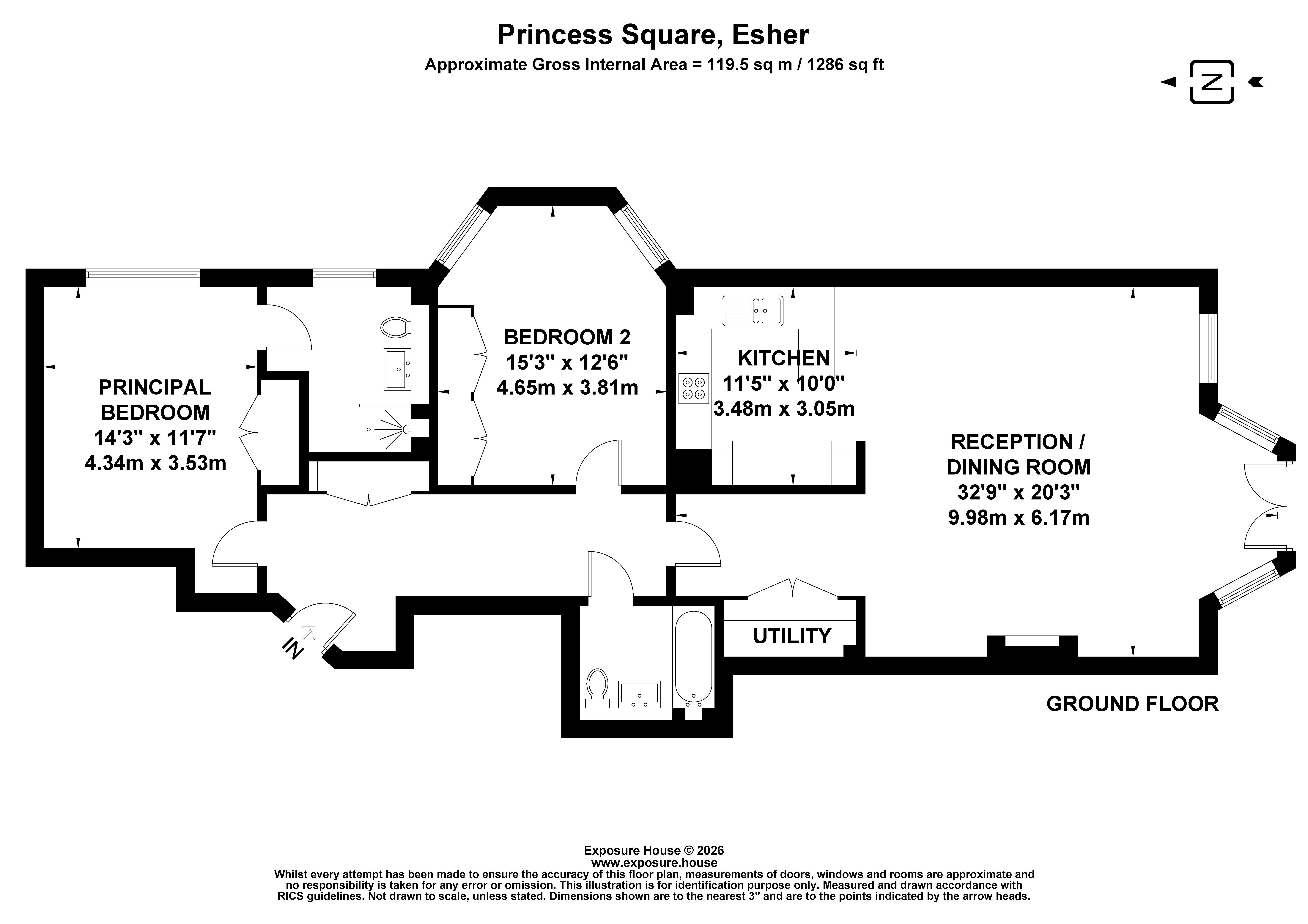 Flat 3, Leopold Court,, Princess Square, Surrey floorplan