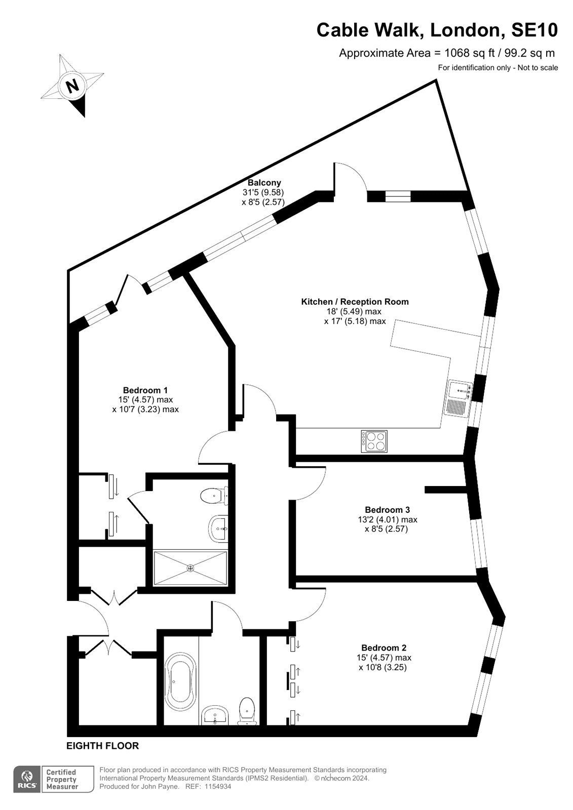 Flat 43, Poldo House, 24, Cable Walk, London floorplan