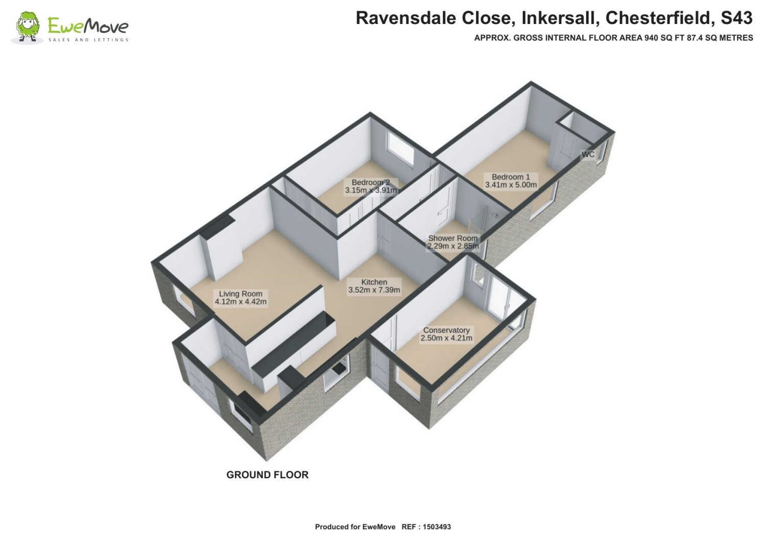 2, RAVENSDALE CLOSE, CHESTERFIELD floorplan