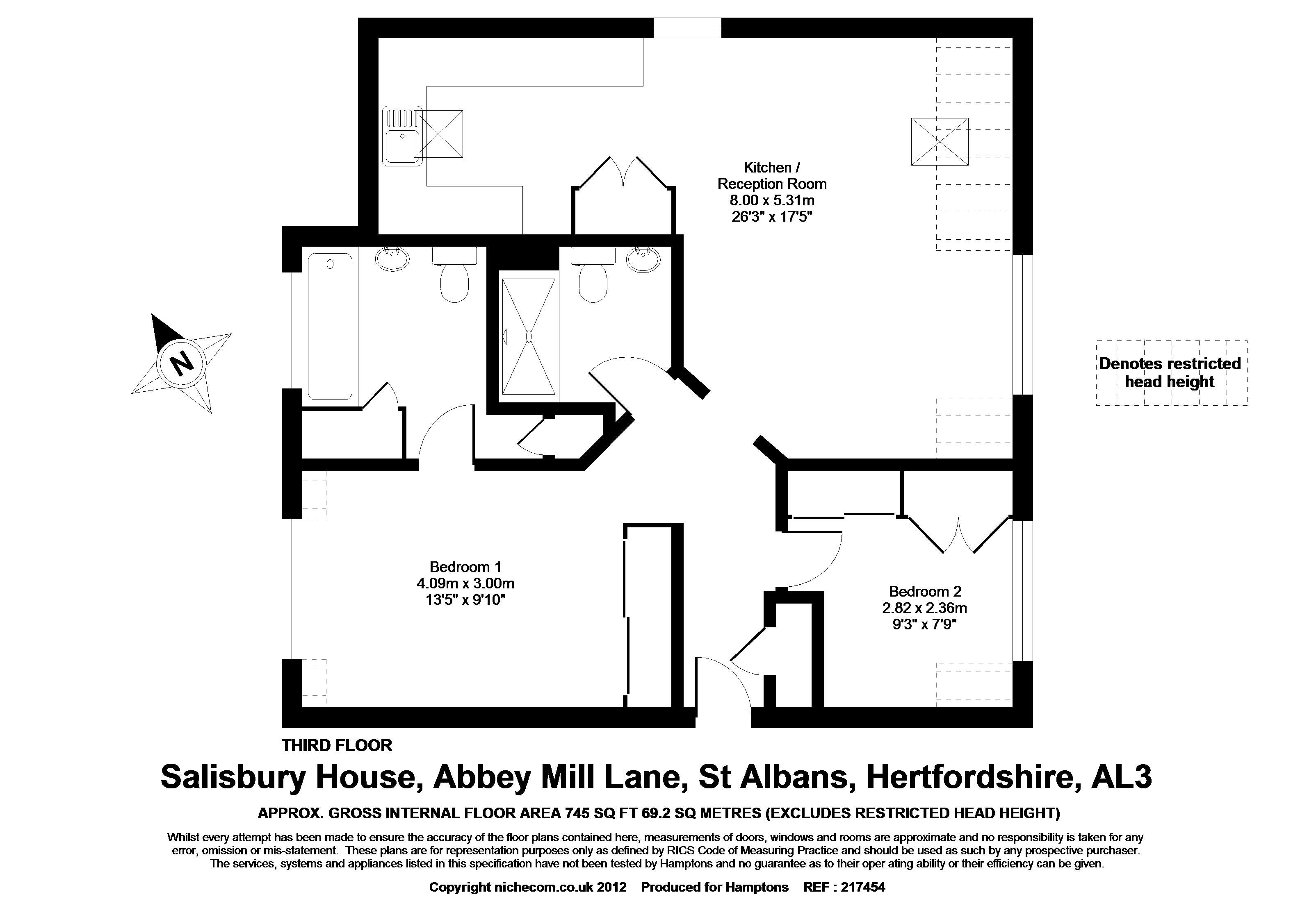 Abbey Mill Lane, St.Albans AL3, 2 bedroom flat to rent 65798019