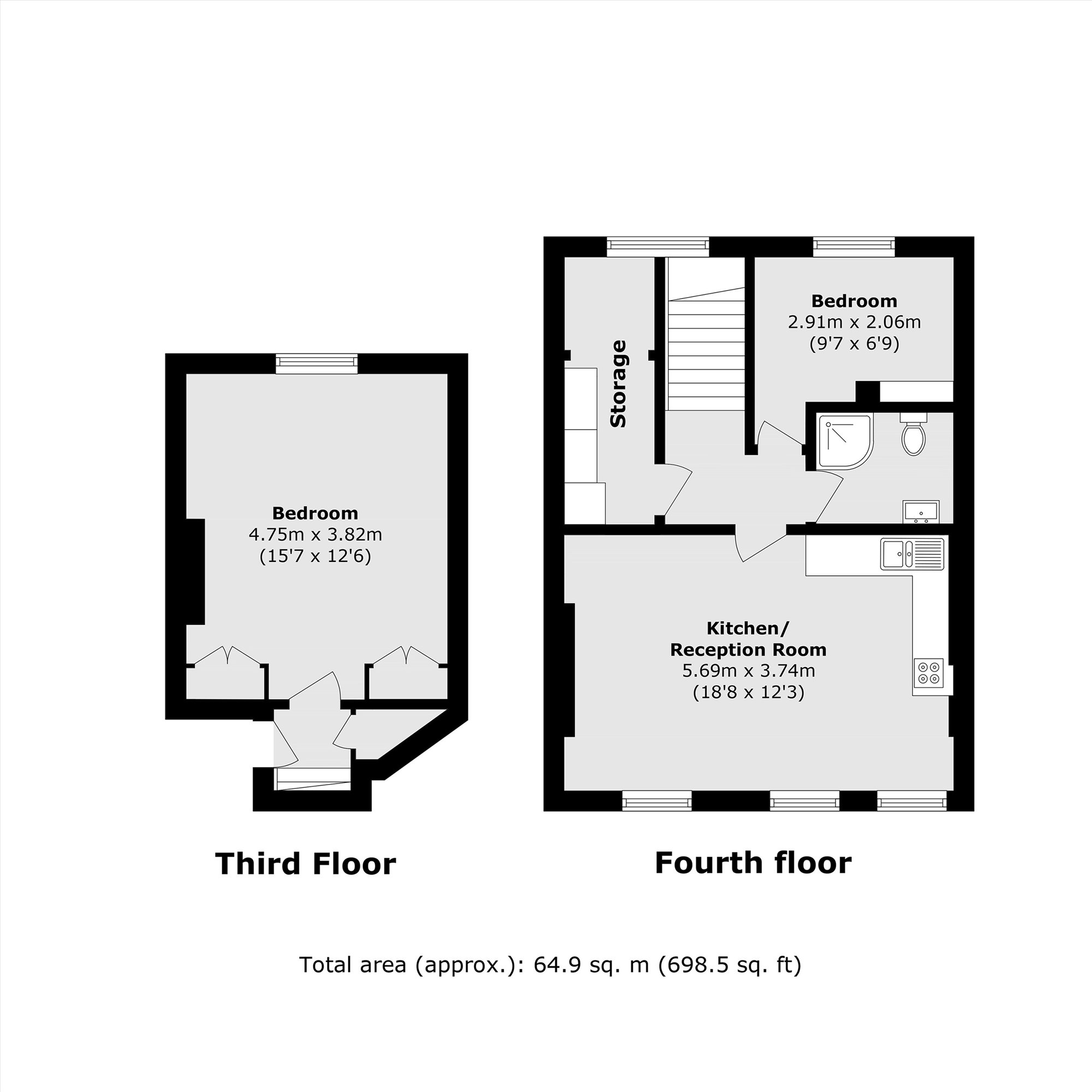 Flat E, 5, Rosary Gardens, London floorplan