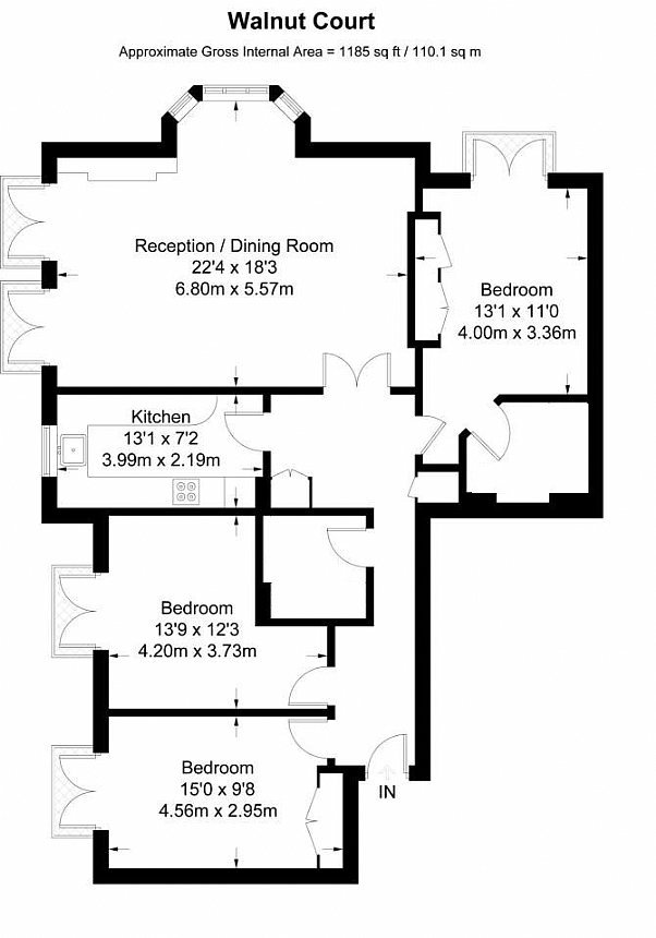 Flat 34 Walnut Court, St. Marys Gate, London floorplan